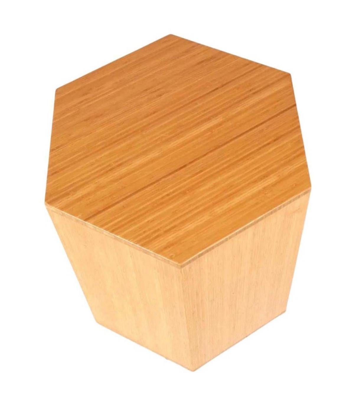 Woodwork Modern Bamboo Hexagon side tables or plinths For Sale