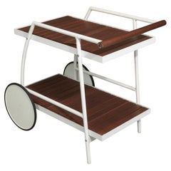 Carrito o carro de bar moderno para interior o exterior Patio Piscina blanco y madera