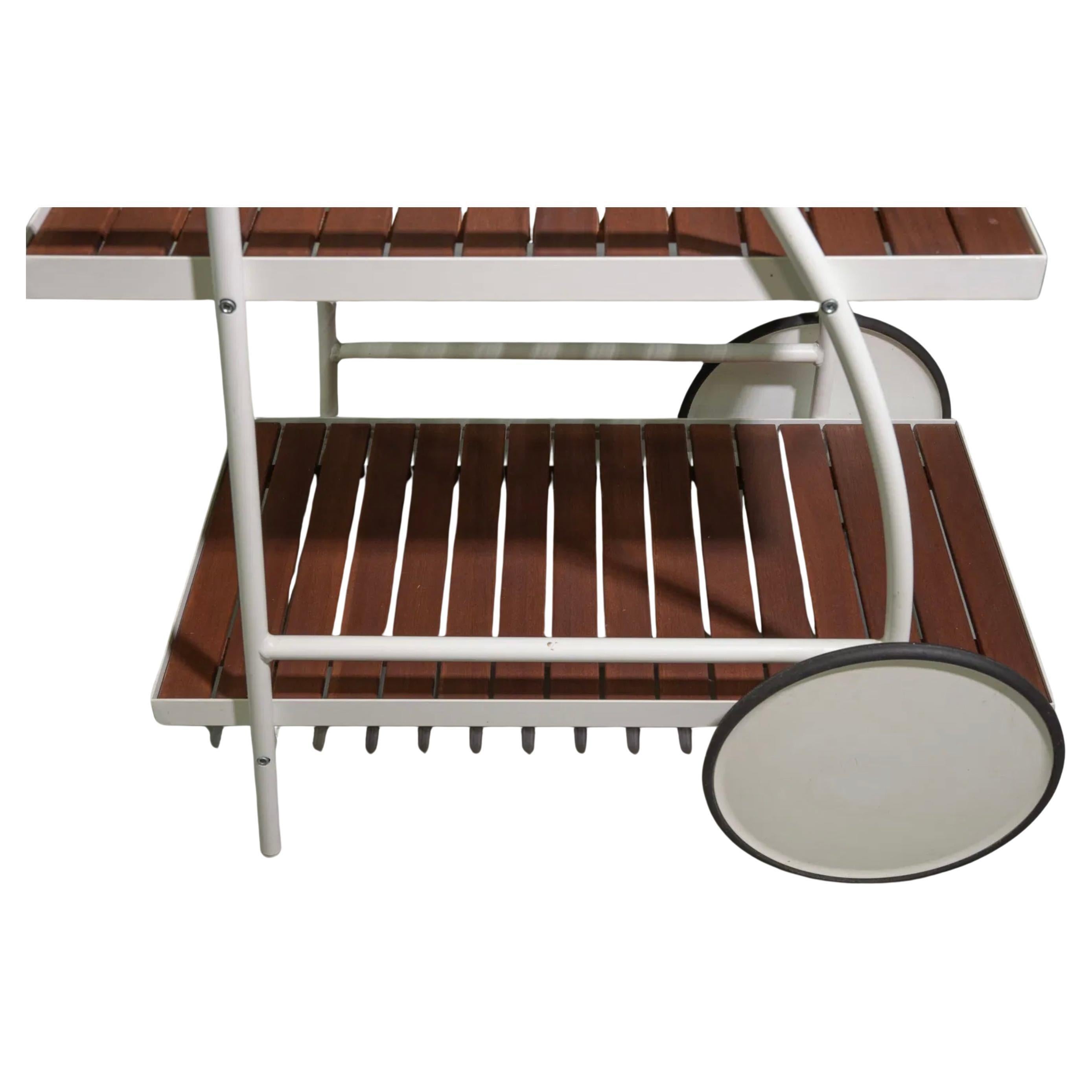 Modern Barwagen oder Trolly Indoor oder Outdoor Patio Pool weiß und Holz (Postmoderne) im Angebot
