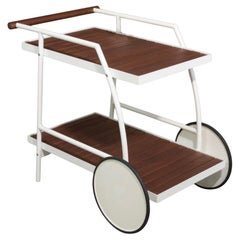 Carrito o carro de bar moderno para interior o exterior Patio Piscina blanco y madera