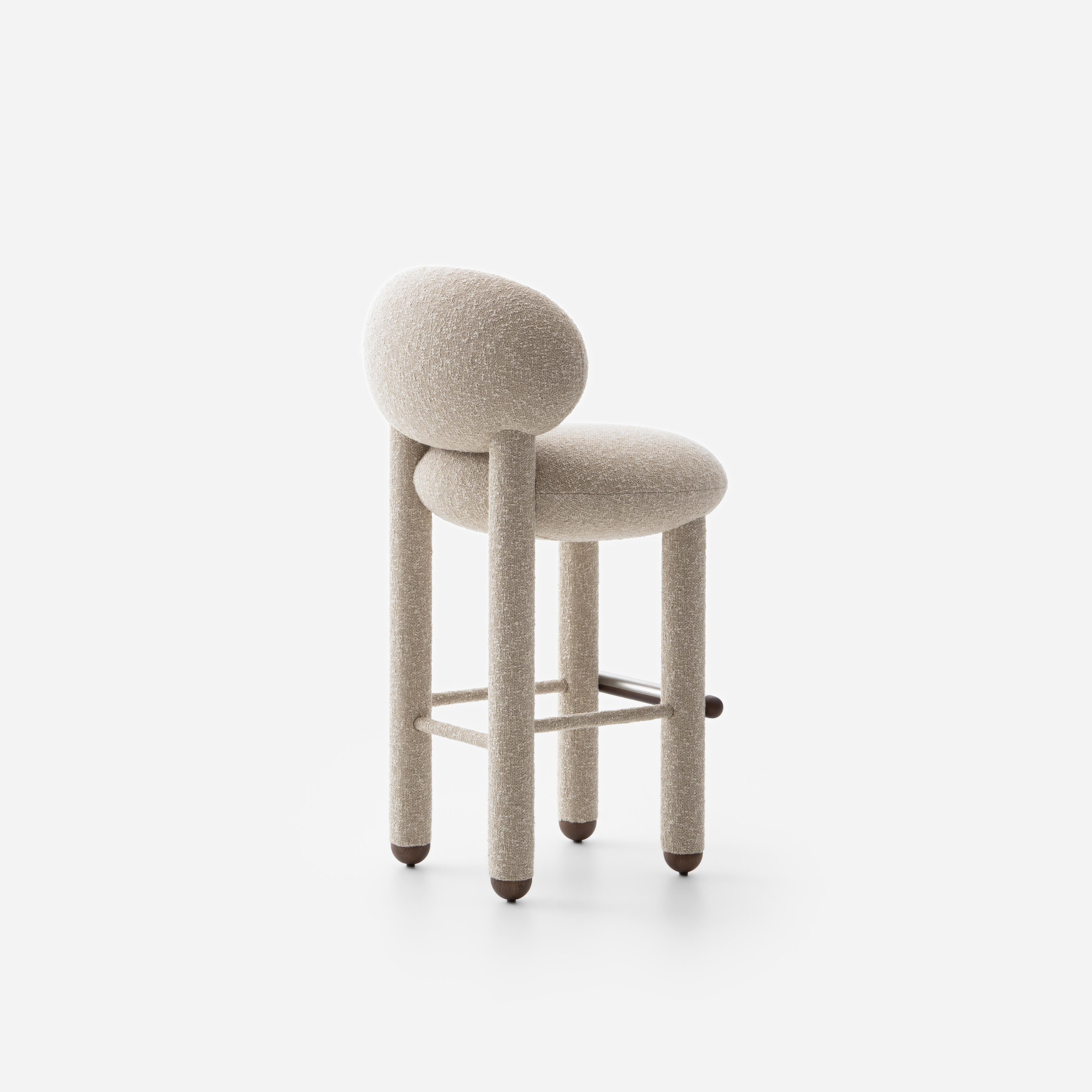 Sedia da bar moderna Flock CS1 / 75cm completamente imbottita in Baloo Boucle di NOOM in vendita 4