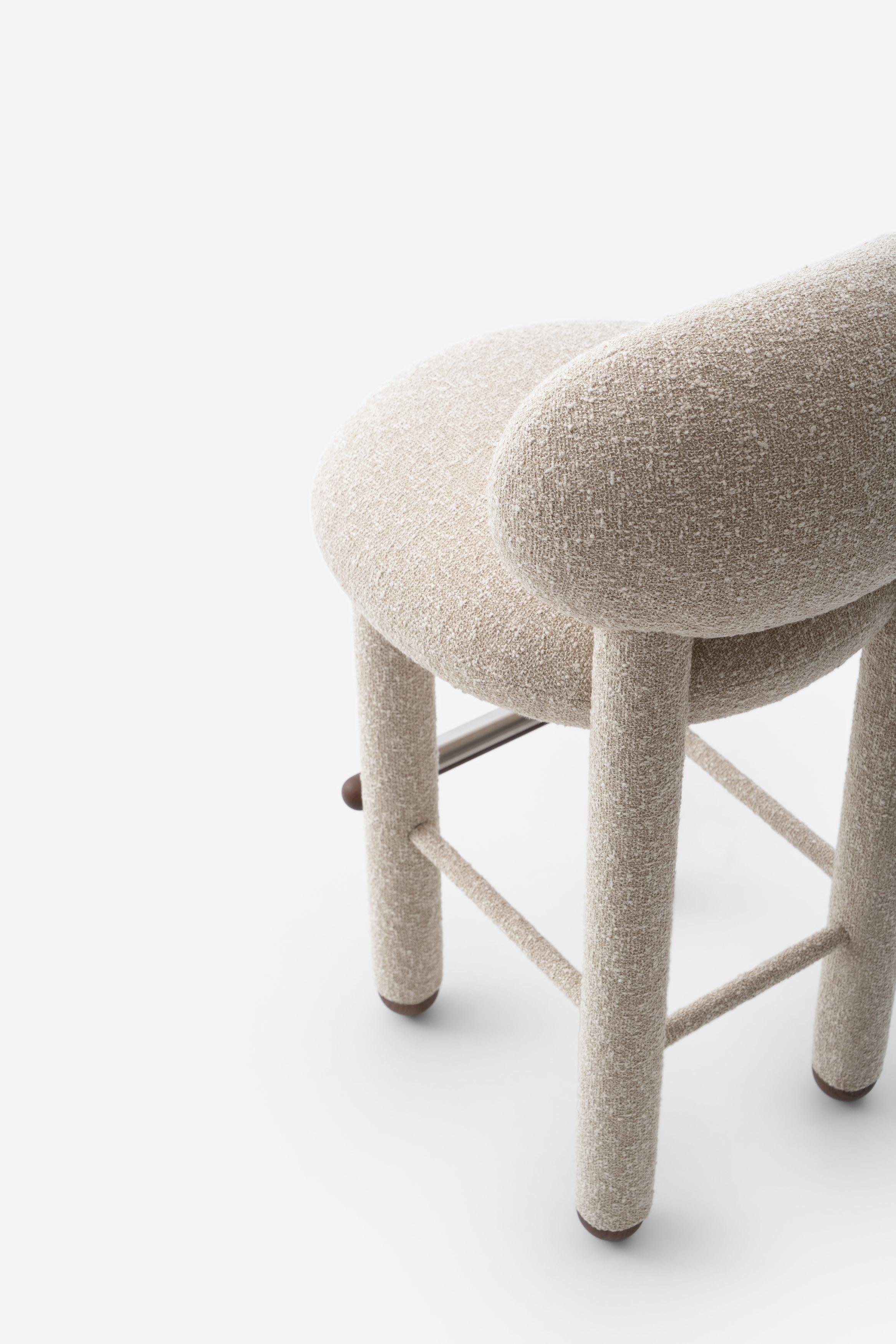 Sedia da bar moderna Flock CS1 / 75cm completamente imbottita in Baloo Boucle di NOOM in vendita 10