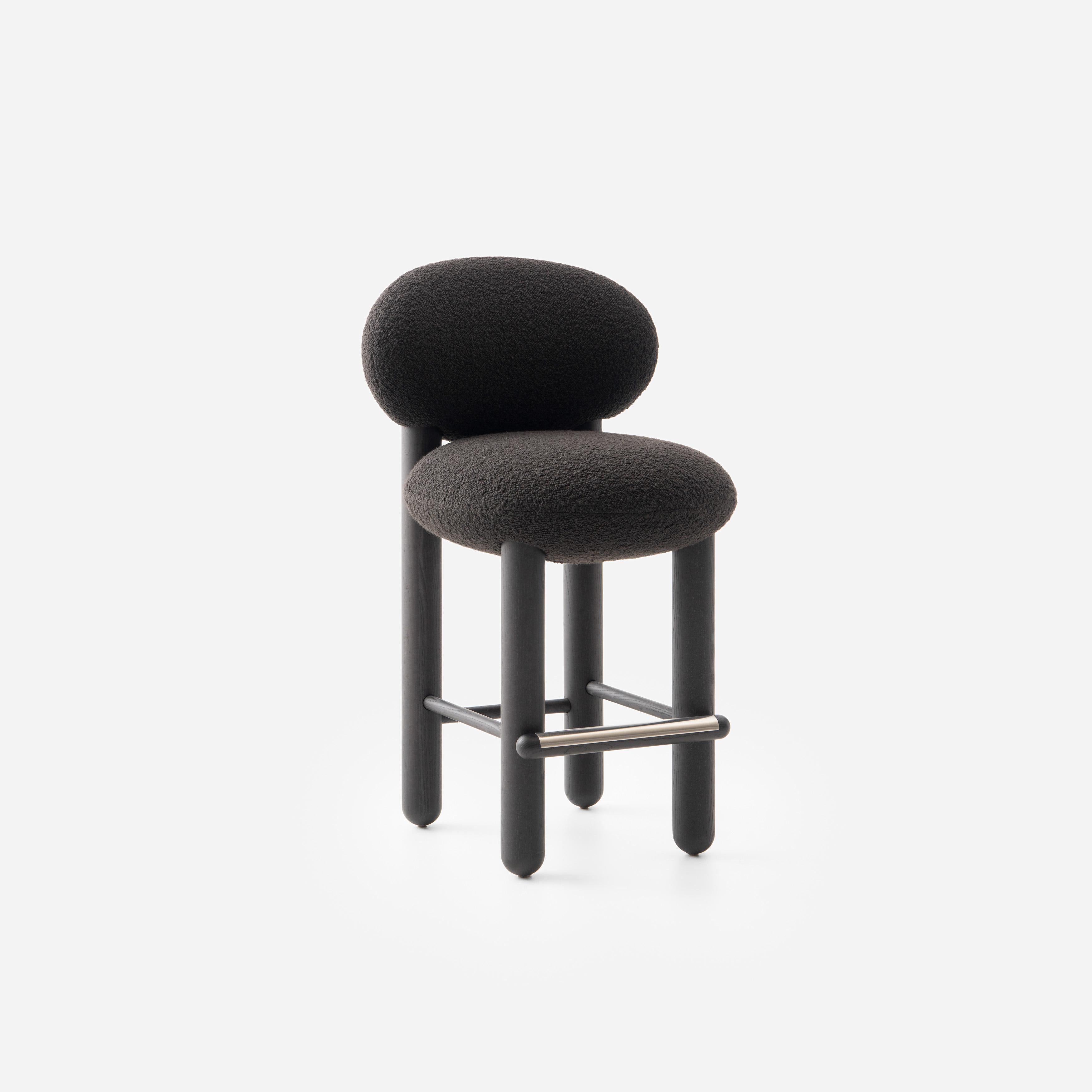 Moderner Barsessel Flock CS2 / 75 cm mit Holzbeinen in Baloo Boucle von Noom im Angebot 11