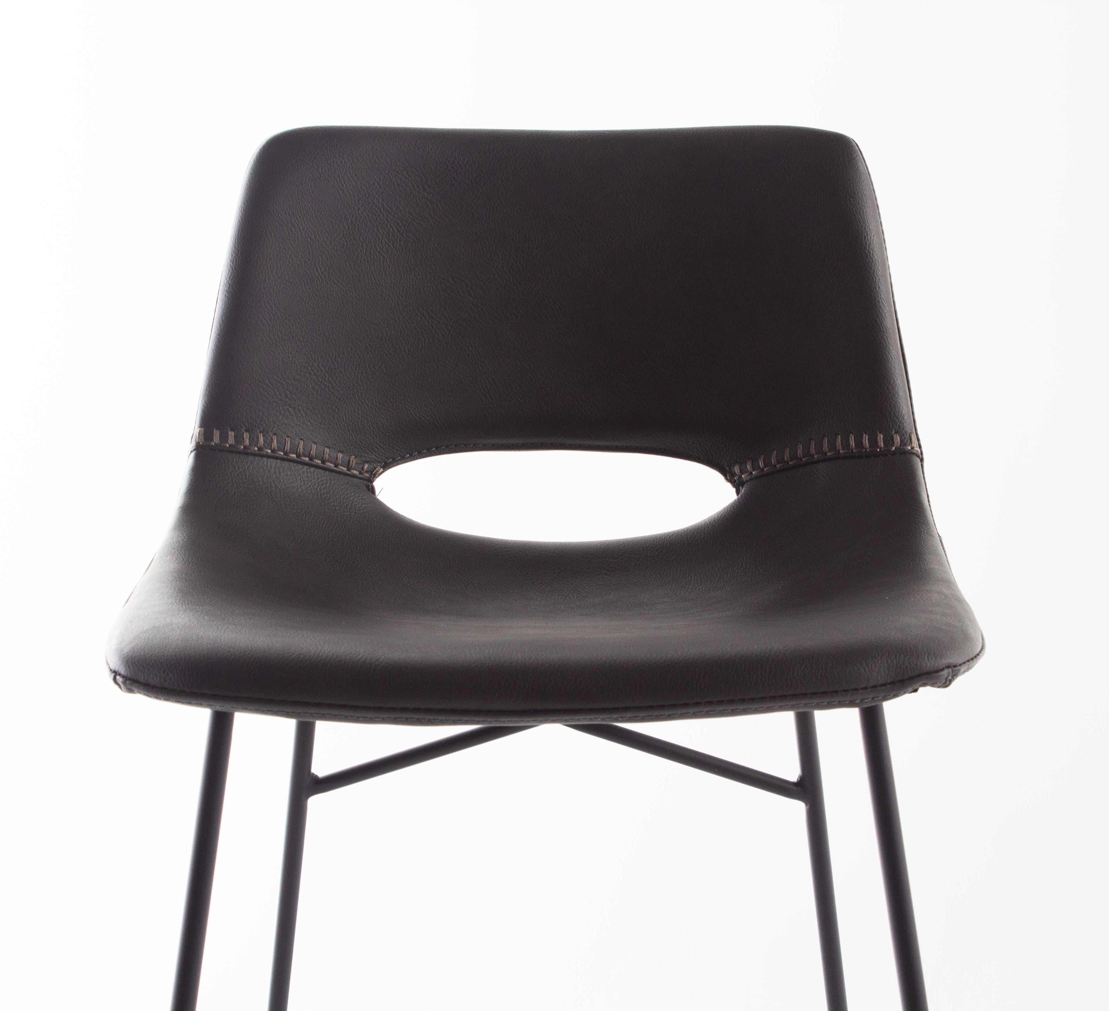 Contemporary Bonded Leather and Steel Modern Bar Chair