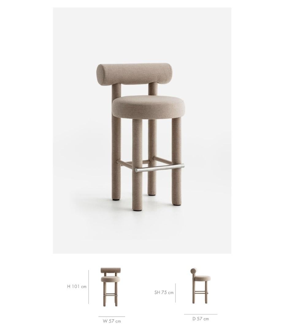Modern Bar Chair Gropius CS1/75 Fully Upholstered in Wool Fabric by Noom In New Condition For Sale In Paris, FR