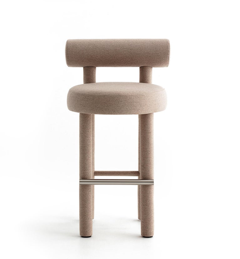 Modern Bar Chair Gropius CS1 Fully Upholstered in Wool Fabric by Noom