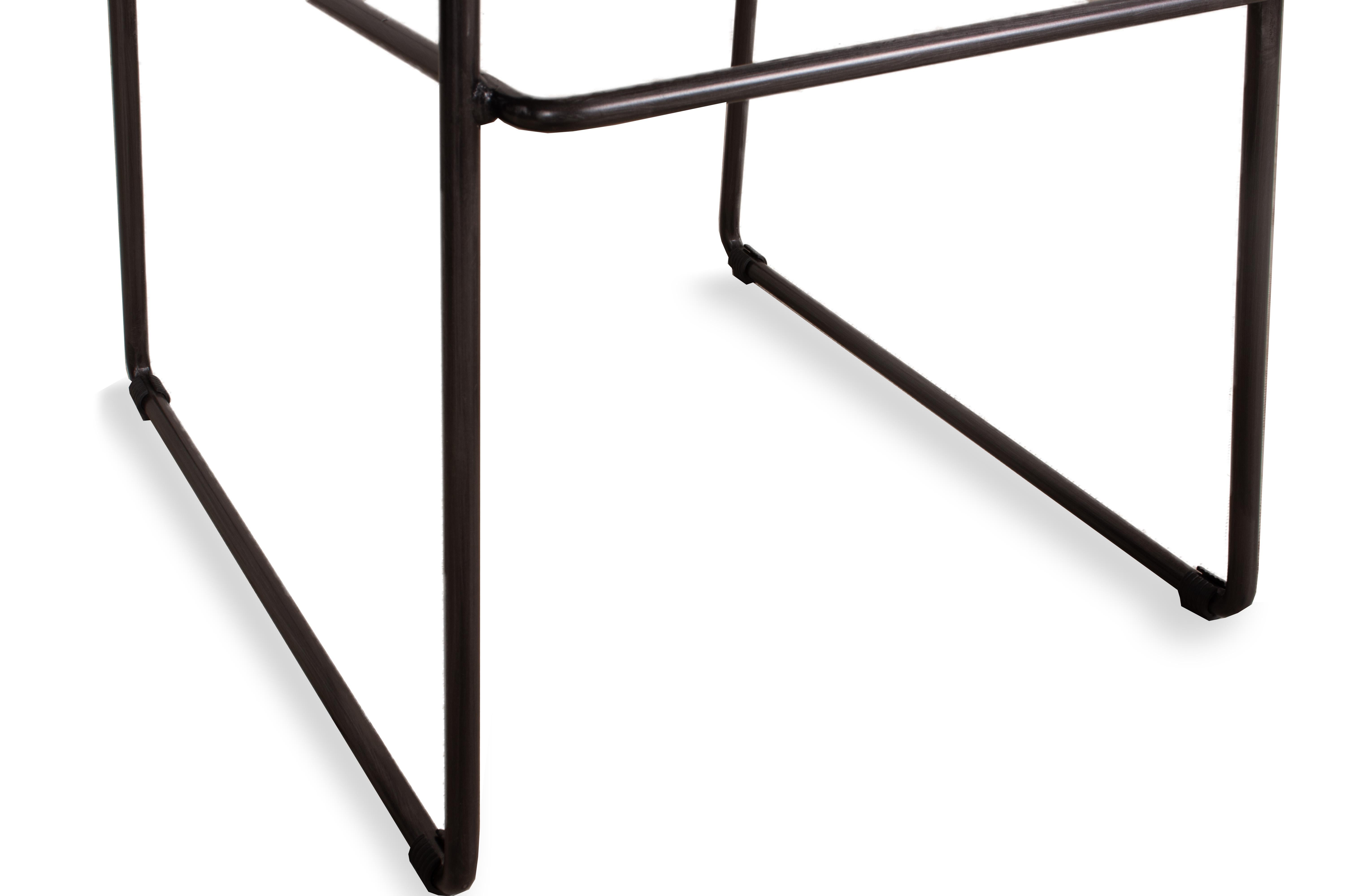 Chaise de bar moderne en cuir cannelé avec base en acier en vente 1