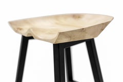 Modern Bar Counter Stool in Wood with Brass by Goebel