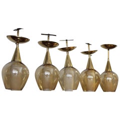 Modern Bar Glass Cup Chandeliers Set of 5