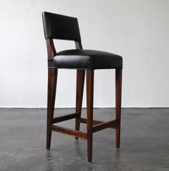 Modern Bar Stool in Argentine Exotic Wood and Leather from Costantini, Bruno