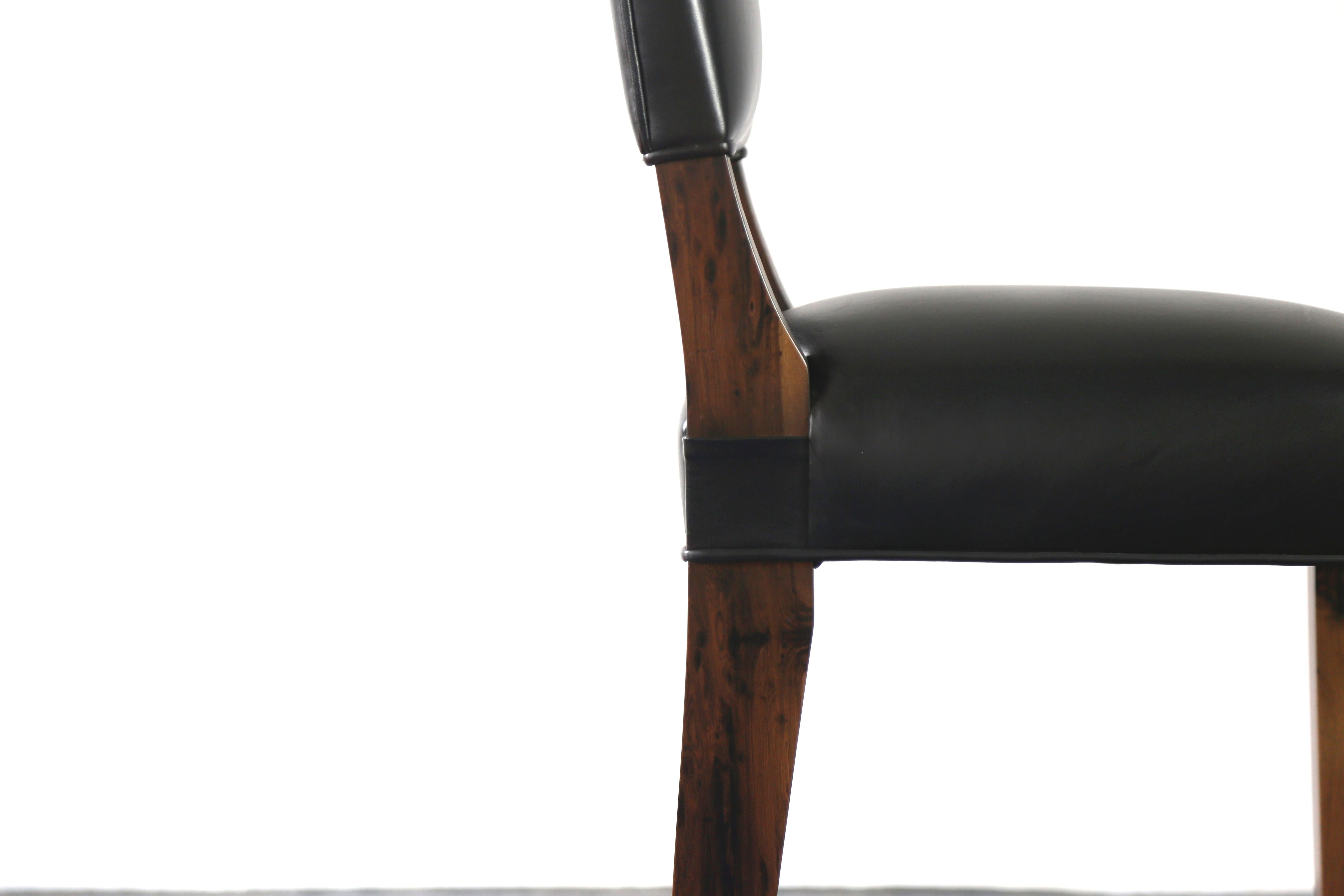 Contemporary Modern Bar Stool in Argentine Exotic Wood and Leather from Costantini, Bruno For Sale