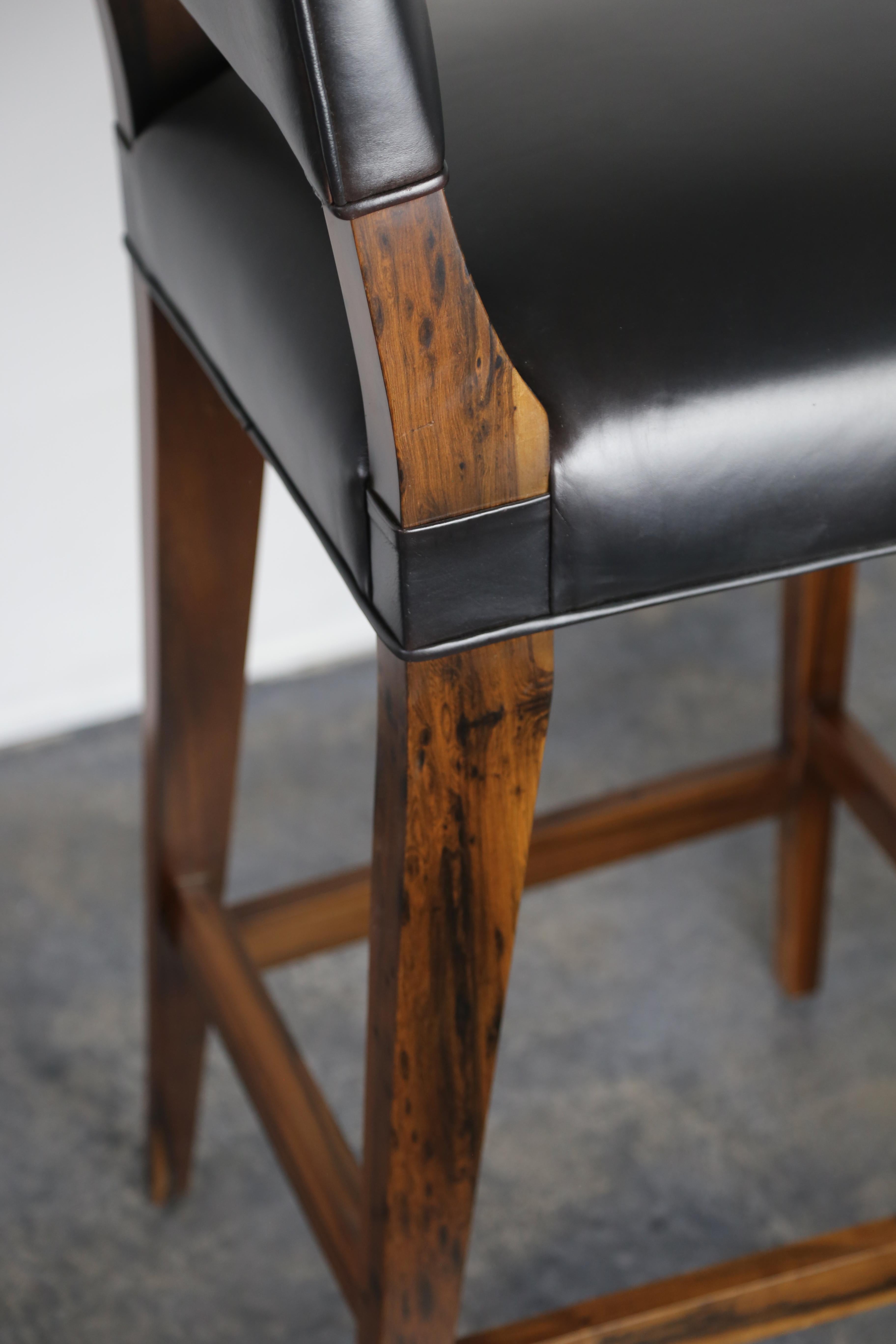 Modern Bar Stool in Argentine Exotic Wood and Leather from Costantini, Bruno For Sale 1