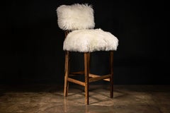 Moderner Barhocker aus exotischem Holz und Schafsleder von Costantini, Bruno Ovino