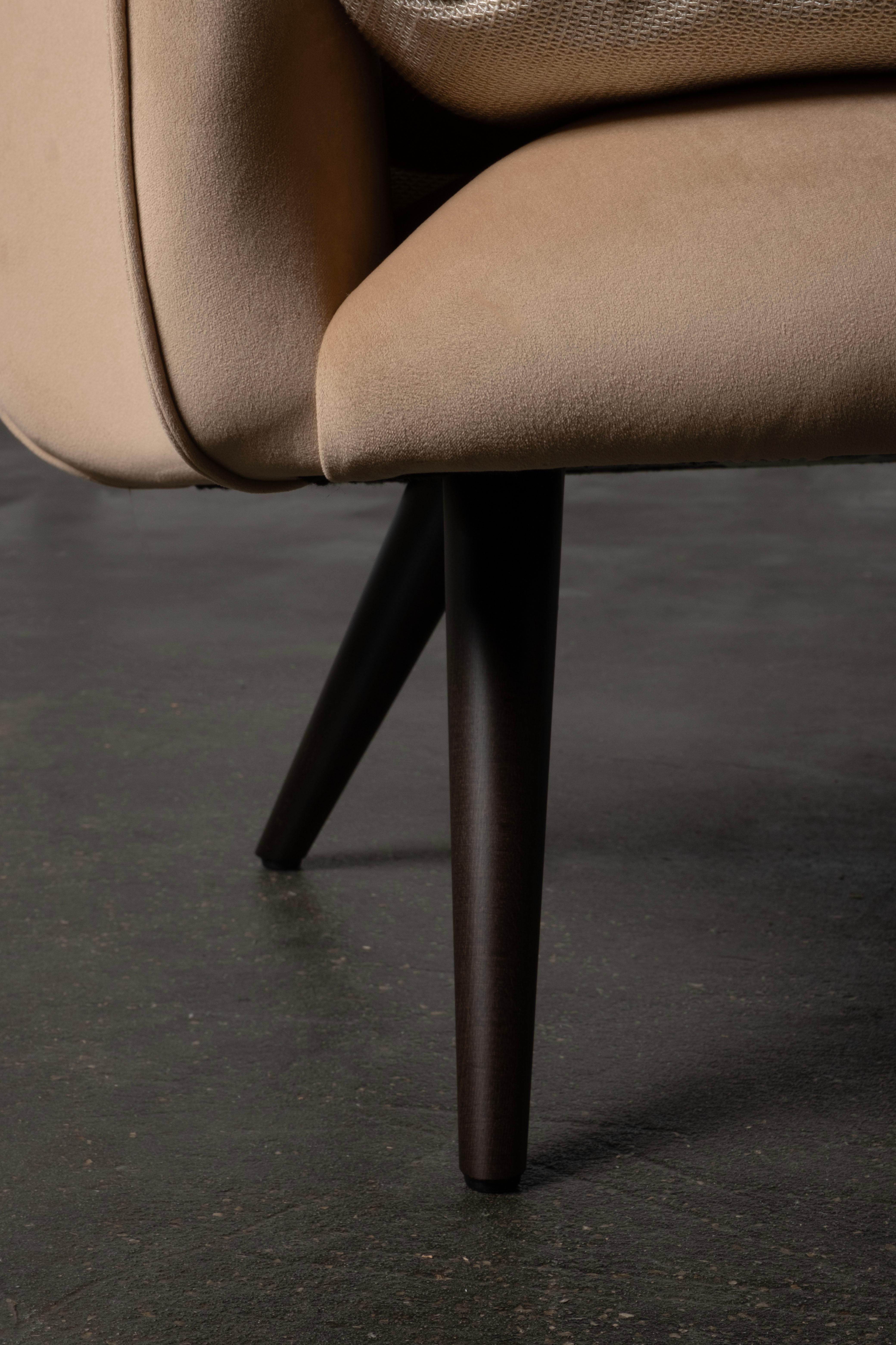 Chaise longue moderne Barao, tissu en lin beige, fait à la main au Portugal par Greenapple en vente 3