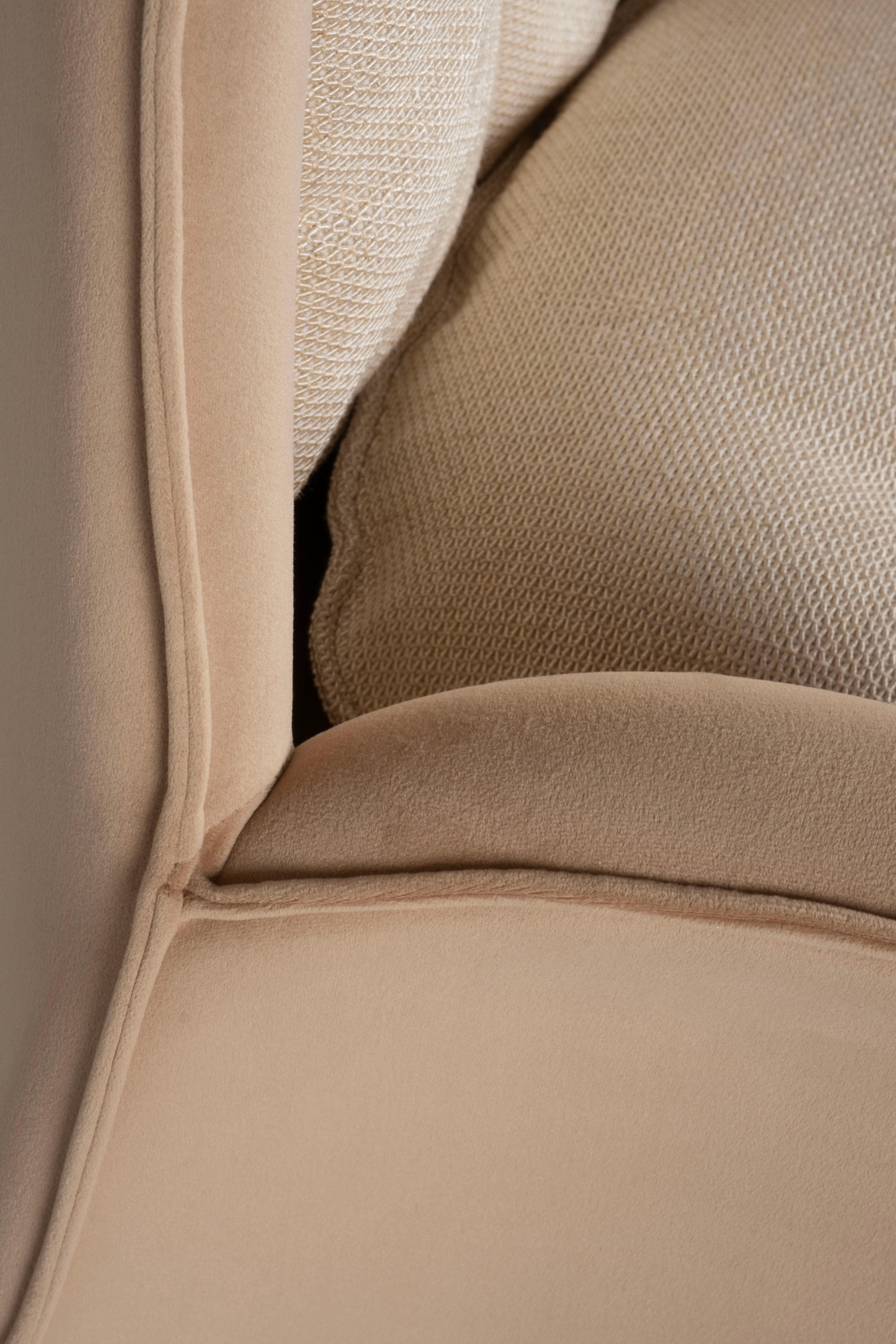 Chaise longue moderne Barao, tissu en lin beige, fait à la main au Portugal par Greenapple en vente 6