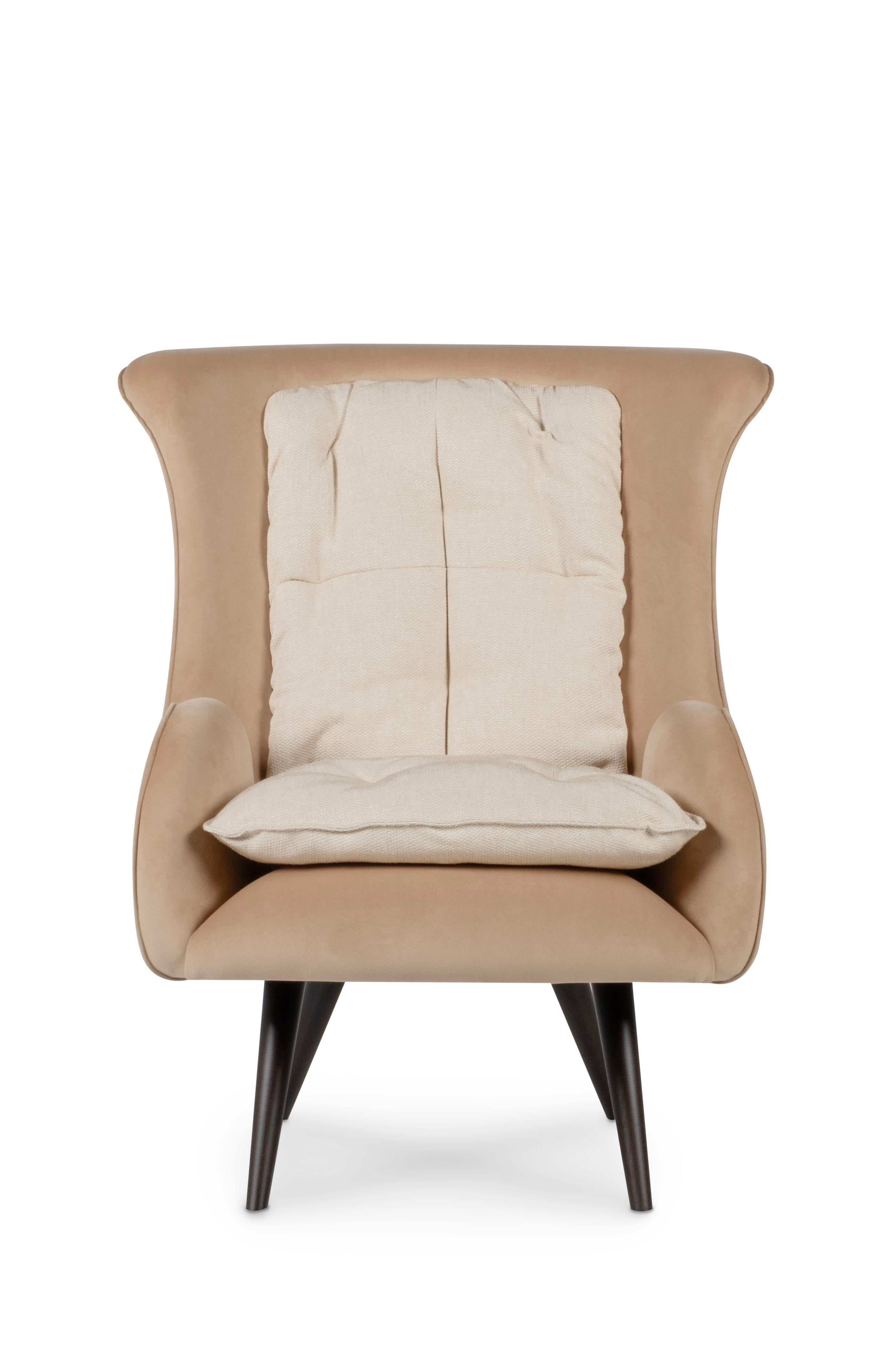 Fait main Chaise longue moderne Barao, tissu en lin beige, fait à la main au Portugal par Greenapple en vente