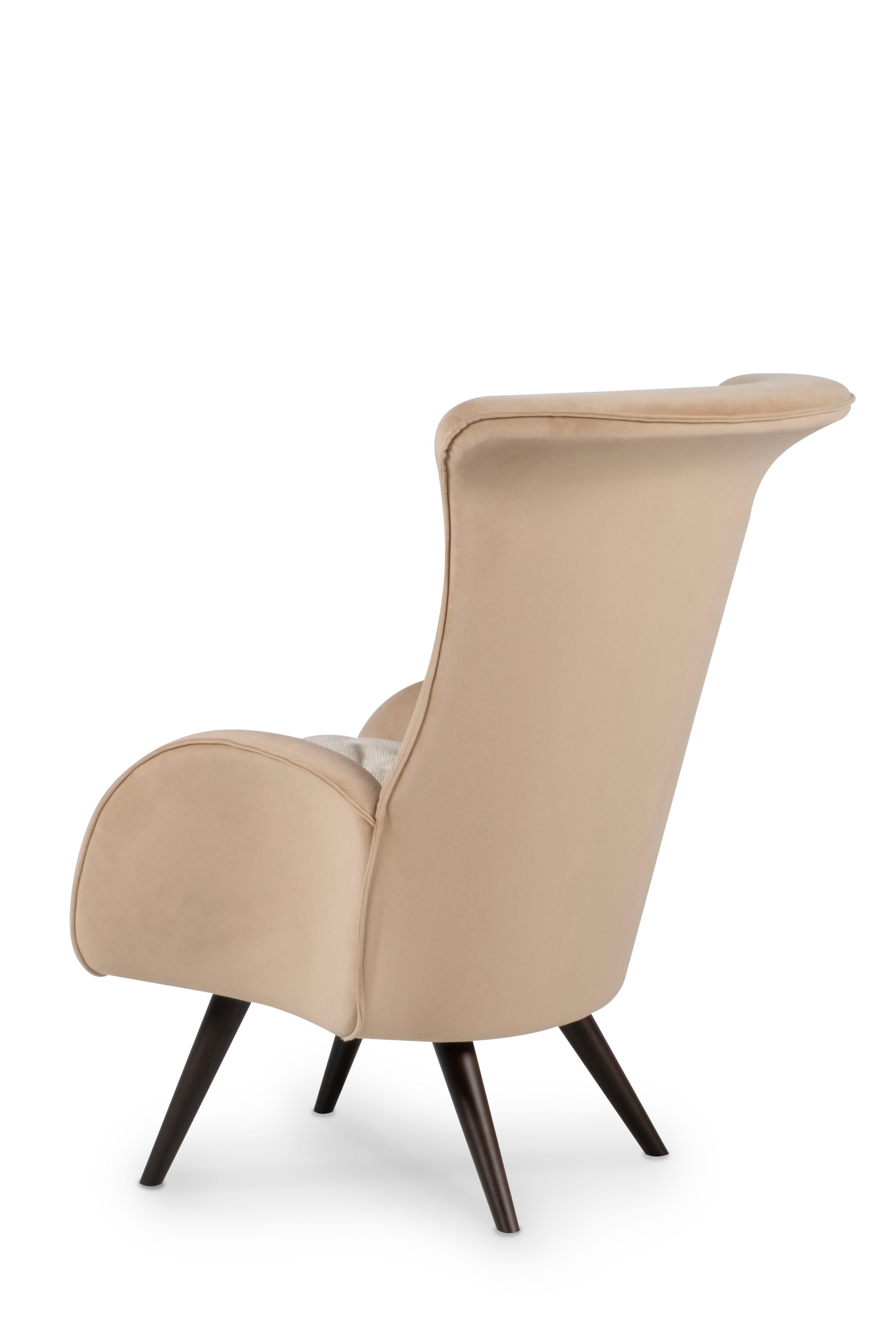 Chaise longue moderne Barao, tissu en lin beige, fait à la main au Portugal par Greenapple Neuf - En vente à Lisboa, PT