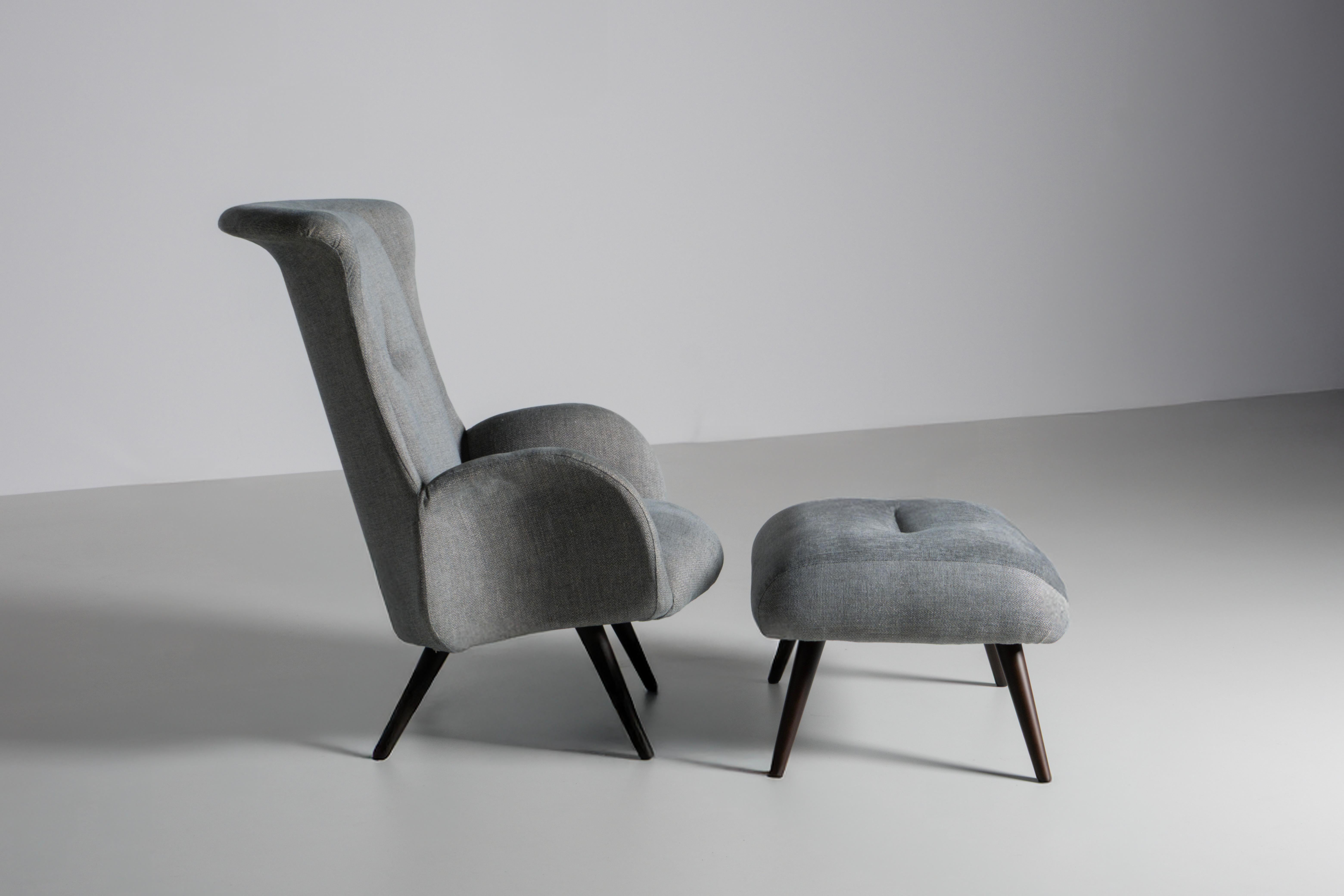 Fauteuil de salon moderne Barao, chevron bleu vert, fabriqué à la main au Portugal par Greenapple en vente 3