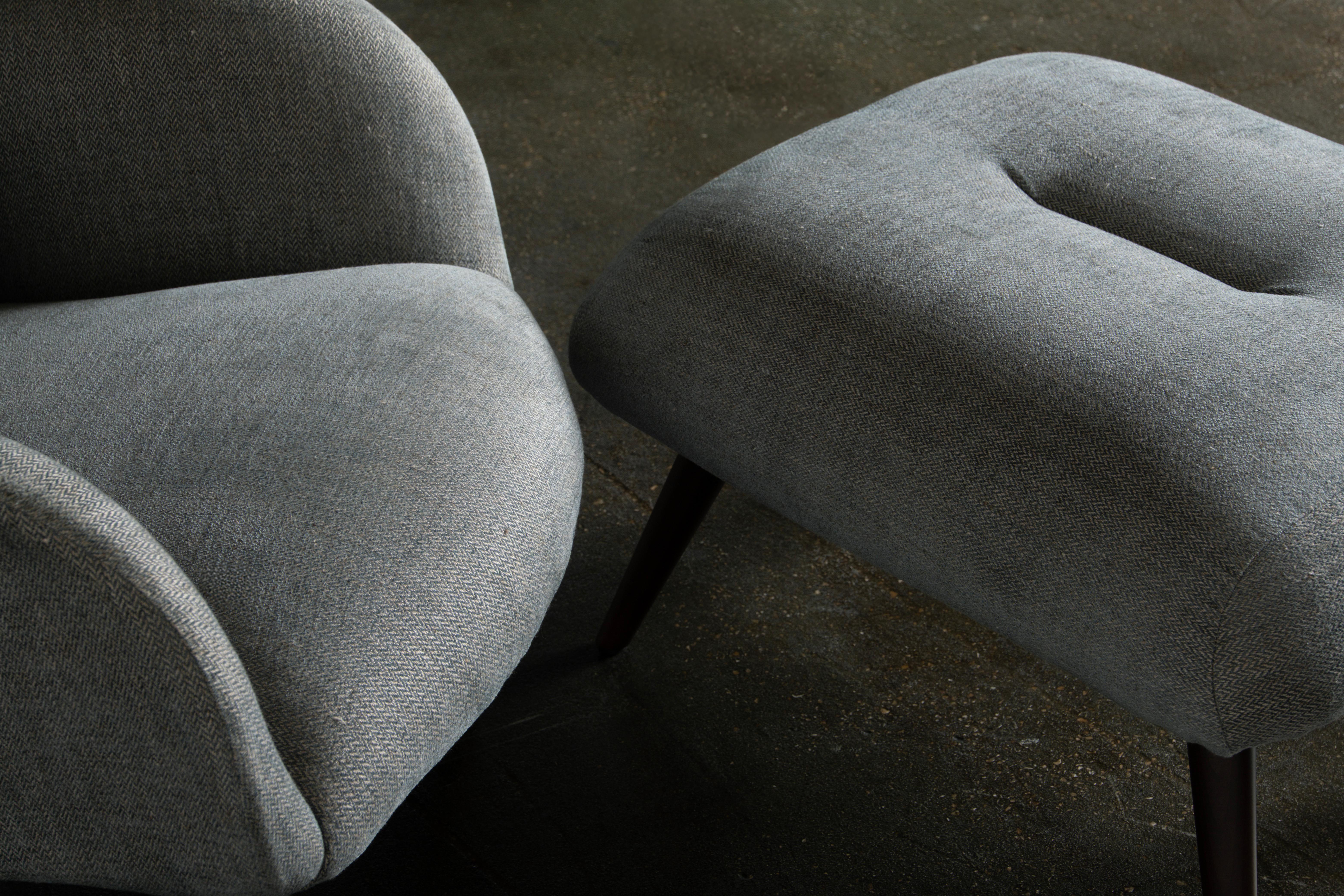 Fauteuil de salon moderne Barao, chevron bleu vert, fabriqué à la main au Portugal par Greenapple en vente 5