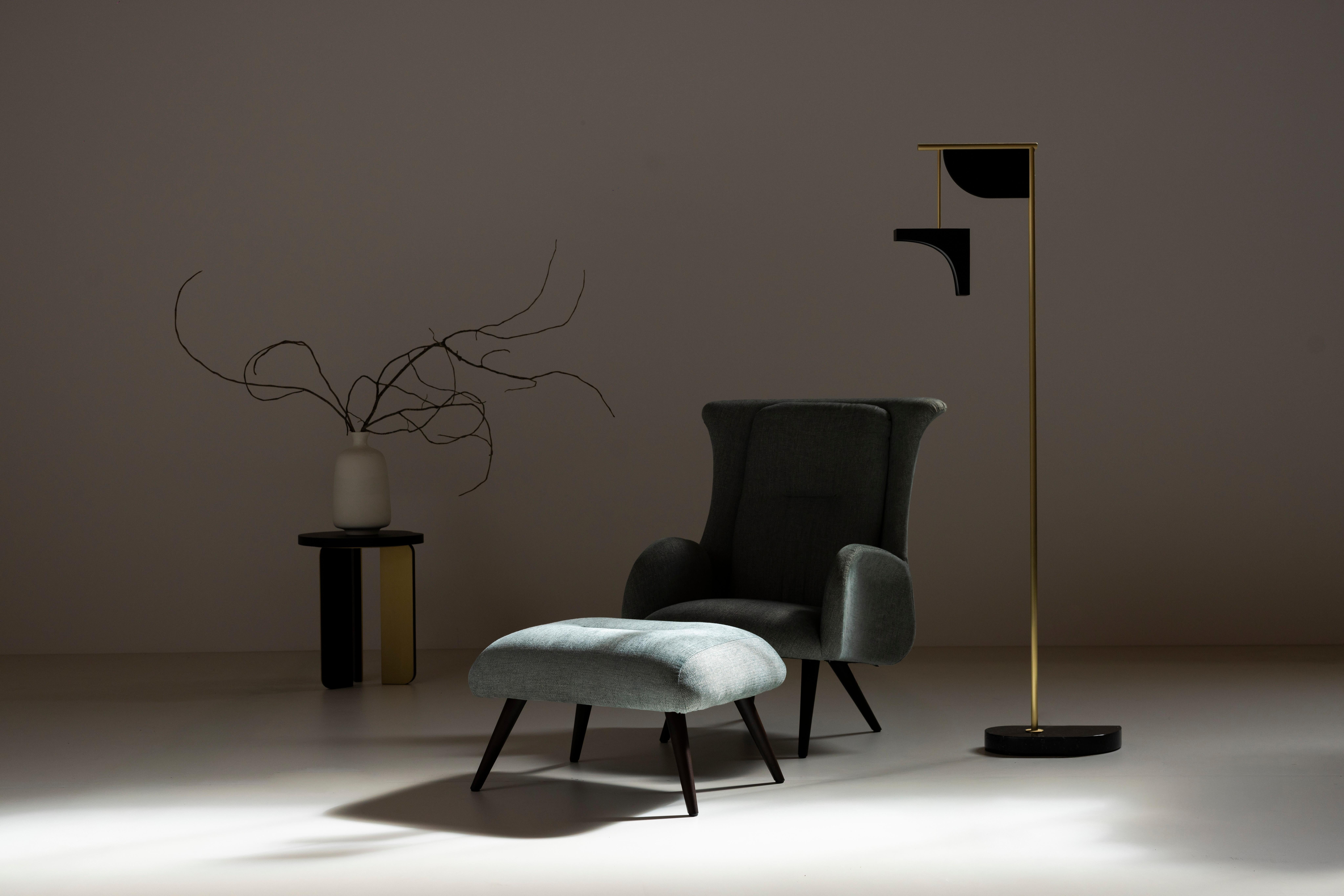 Fauteuil de salon moderne Barao, chevron bleu vert, fabriqué à la main au Portugal par Greenapple en vente 6