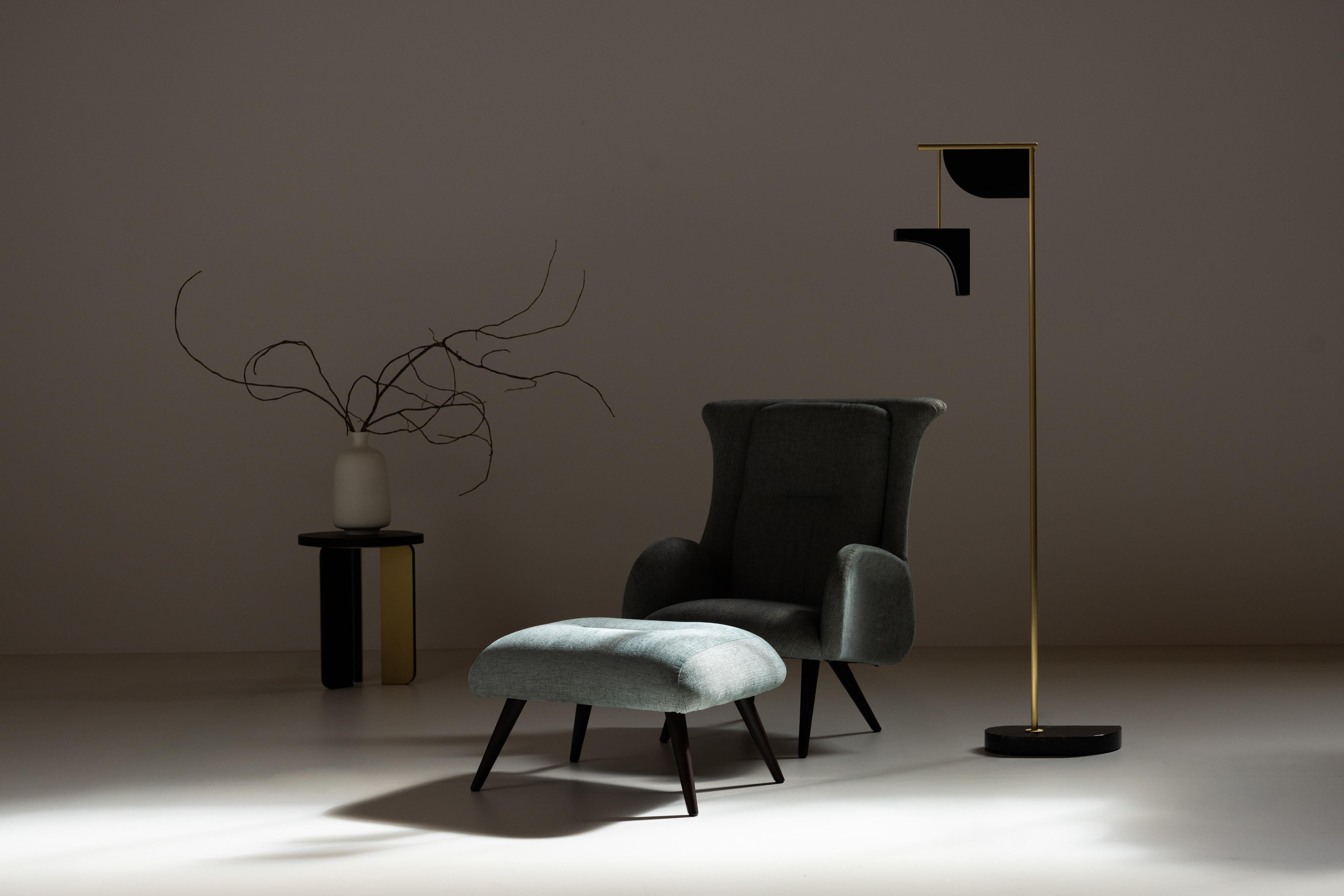 Fauteuil de salon moderne Barao, chevron bleu vert, fabriqué à la main au Portugal par Greenapple en vente 10
