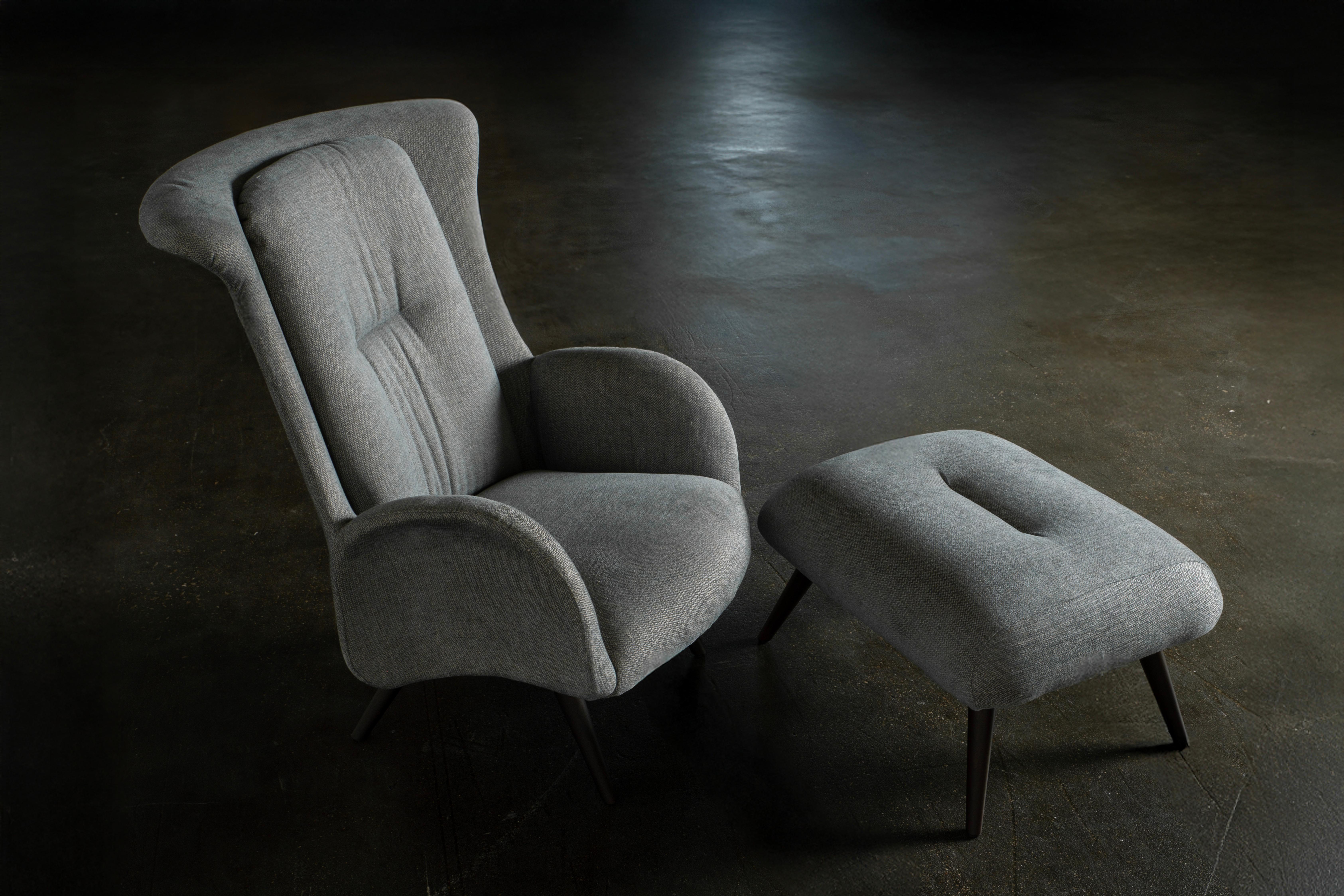 Fauteuil de salon moderne Barao, chevron bleu vert, fabriqué à la main au Portugal par Greenapple en vente 1