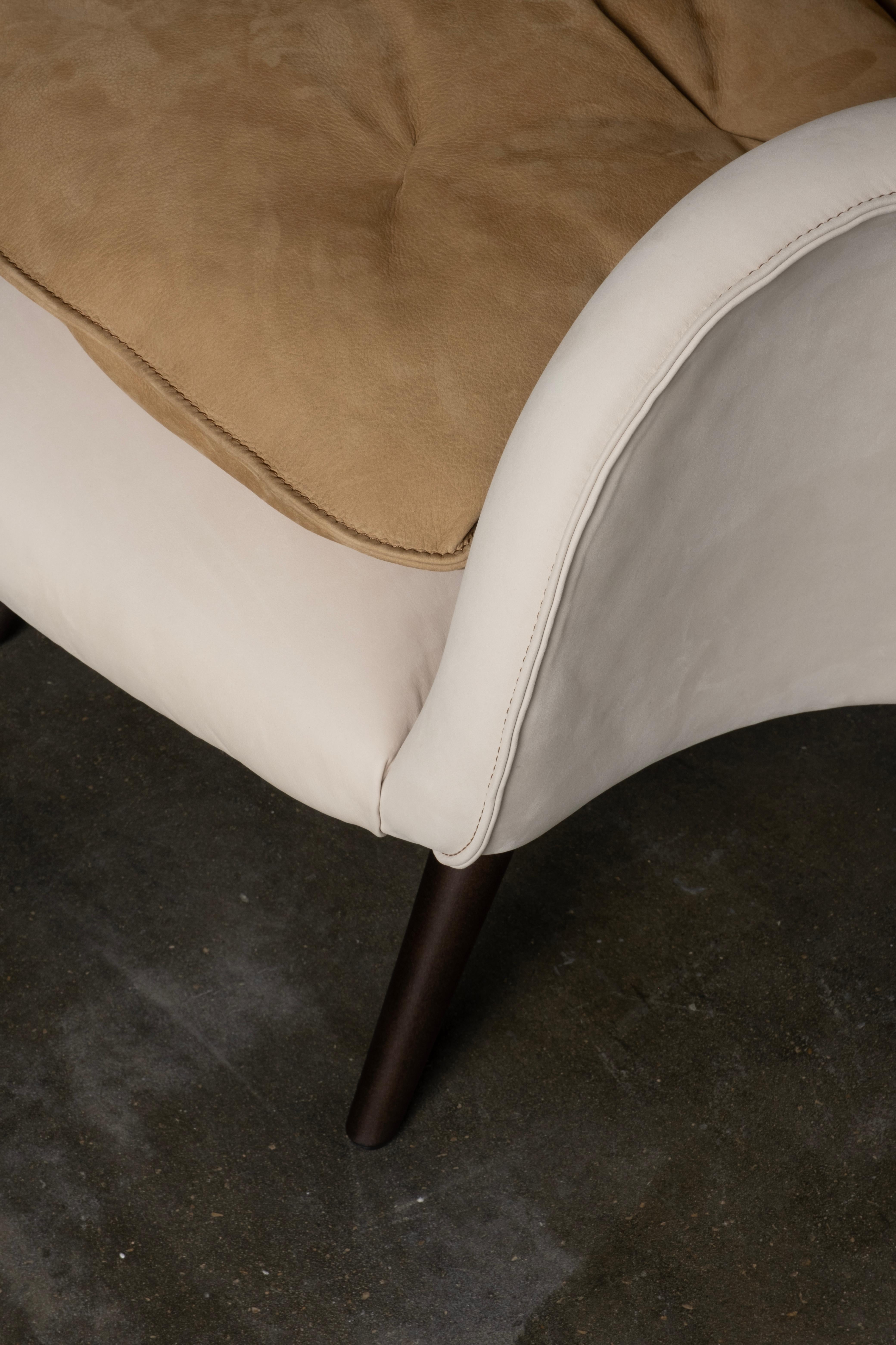 Modern Barao Lounge Chair, Beige Nubuck Leather, Handmade Portugal by Greenapple For Sale 9