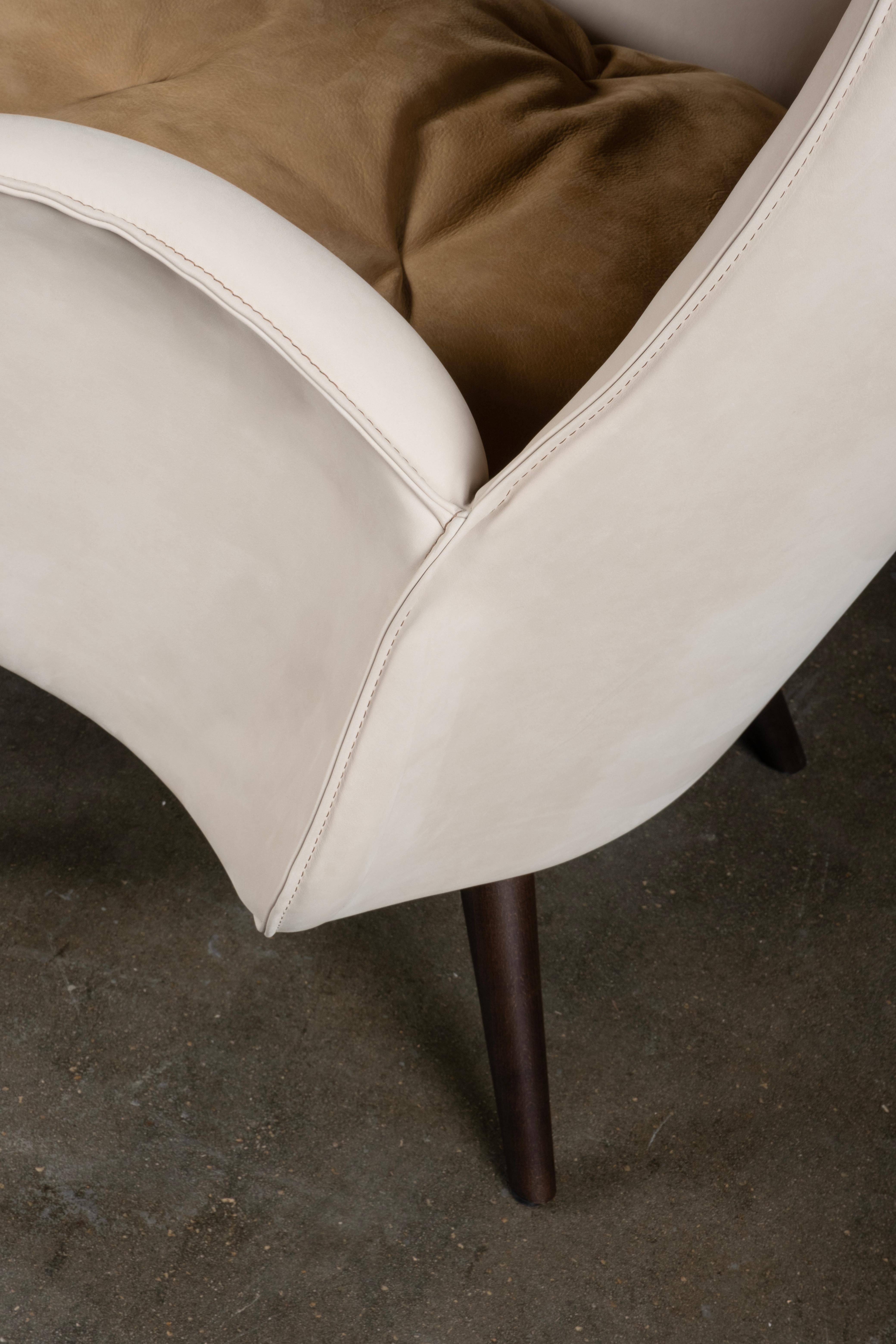 Modern Barao Lounge Chair, Beige Nubuck Leather, Handmade Portugal by Greenapple For Sale 8
