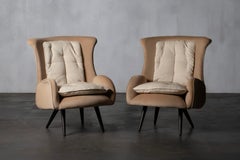 Modern Barao Lounge Chair, Set of 2, Beige Linen Fabric, Handmade by Greenapple