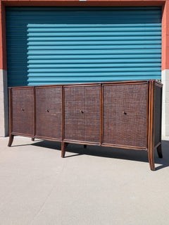Buffet moderno Barbara Barry per Baker / McGuire in rattan, Oak e rafia
