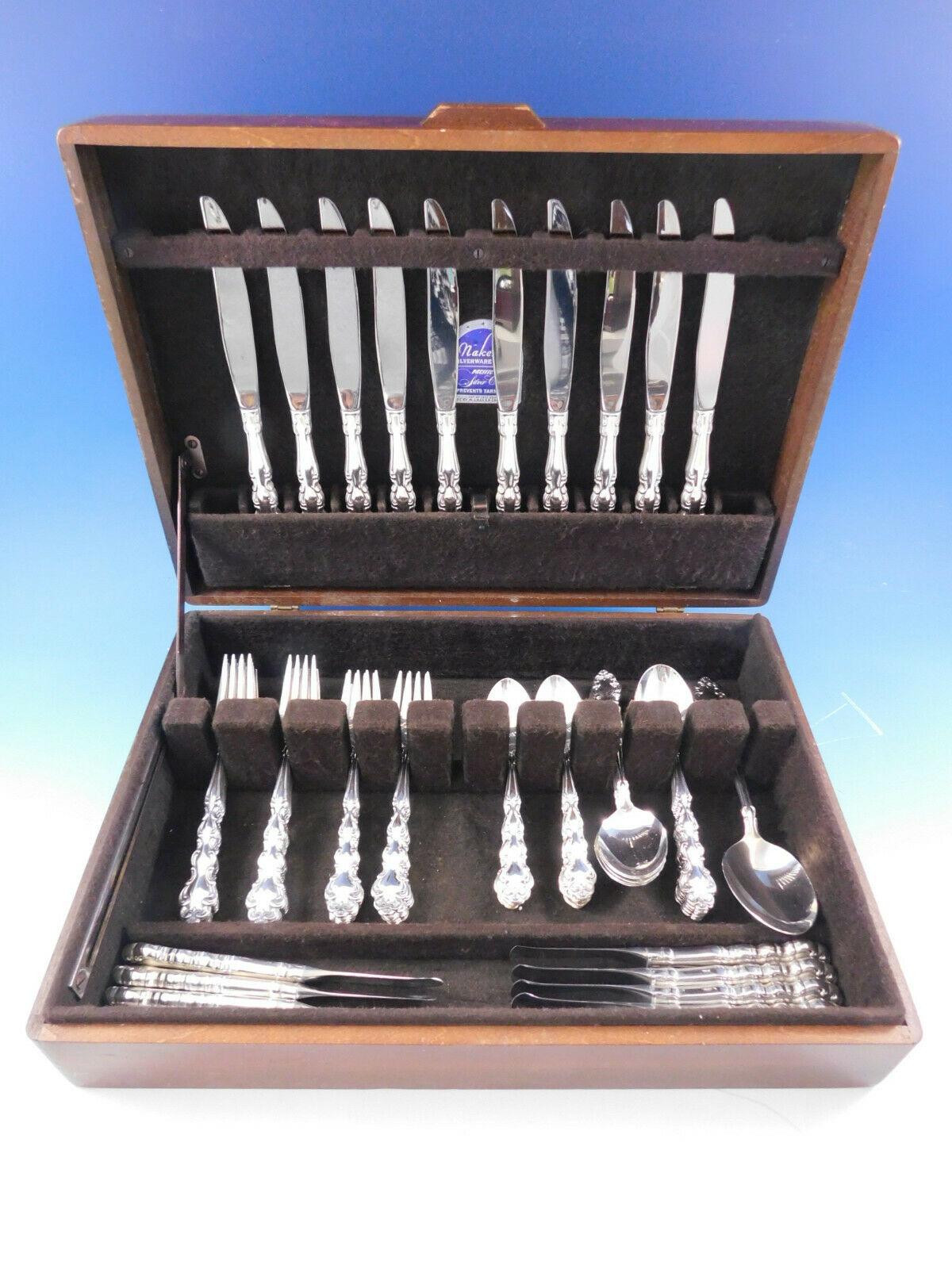 Modern Baroque by Community / Oneida silver plate flatware set - 61 pieces. This set includes:

10 knives, 9 1/8