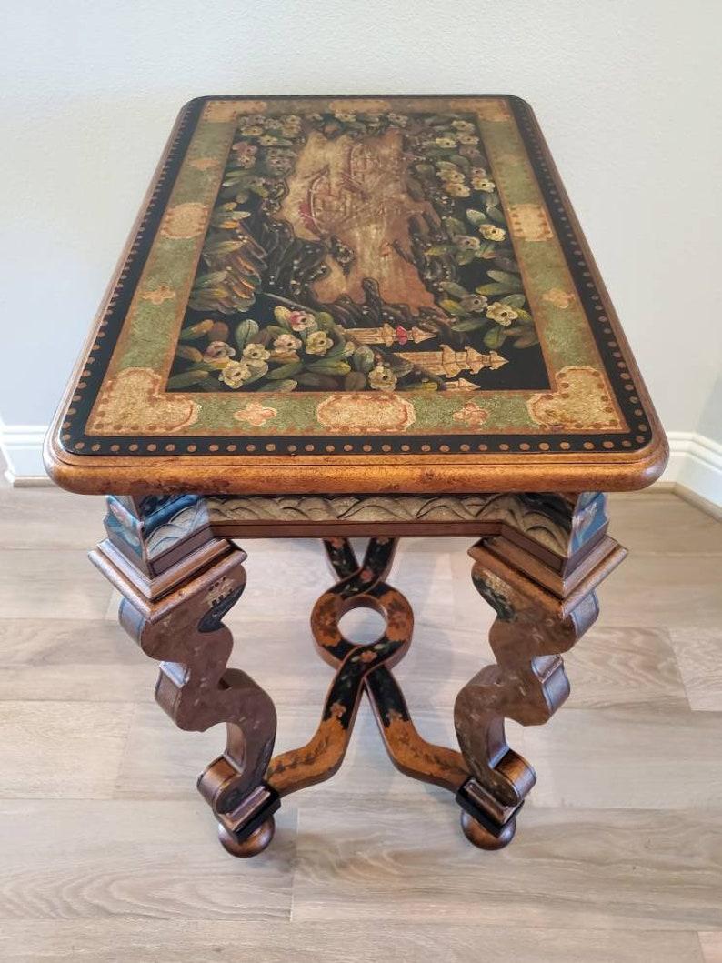 Modern Baroque Chinoiserie Style Hand Painted Table In Good Condition For Sale In Forney, TX