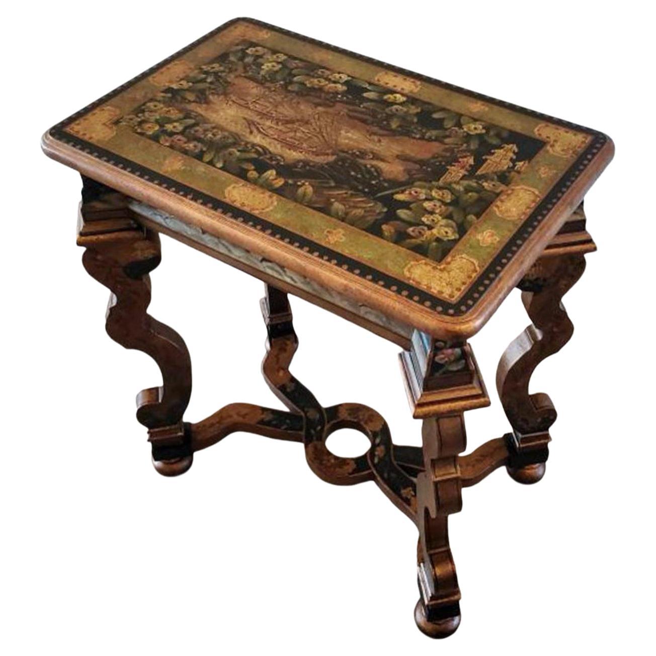 Modern Baroque Chinoiserie Style Hand Painted Table For Sale