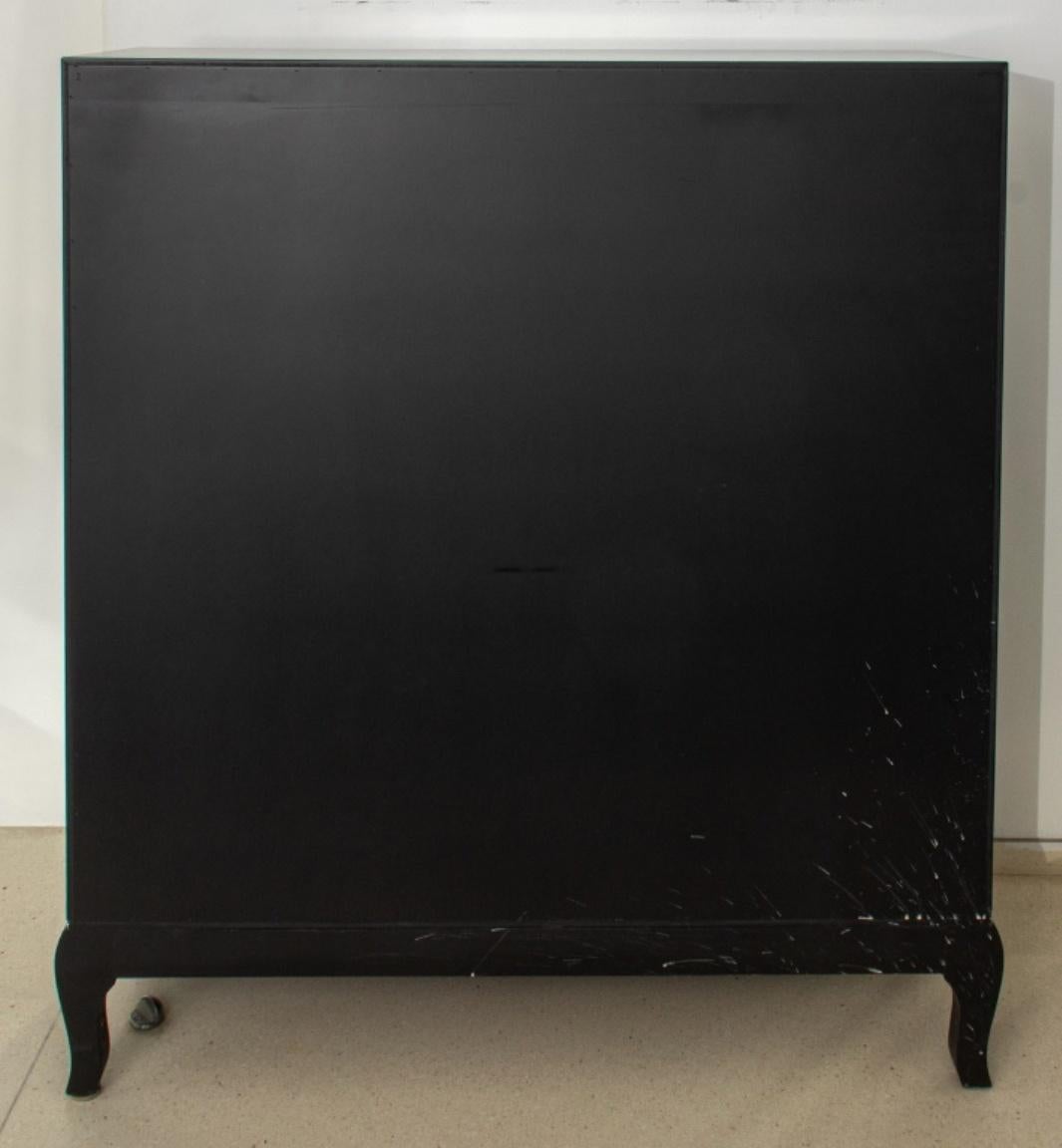 Modern Baroque Revival Black Lacquered Cabinet 5
