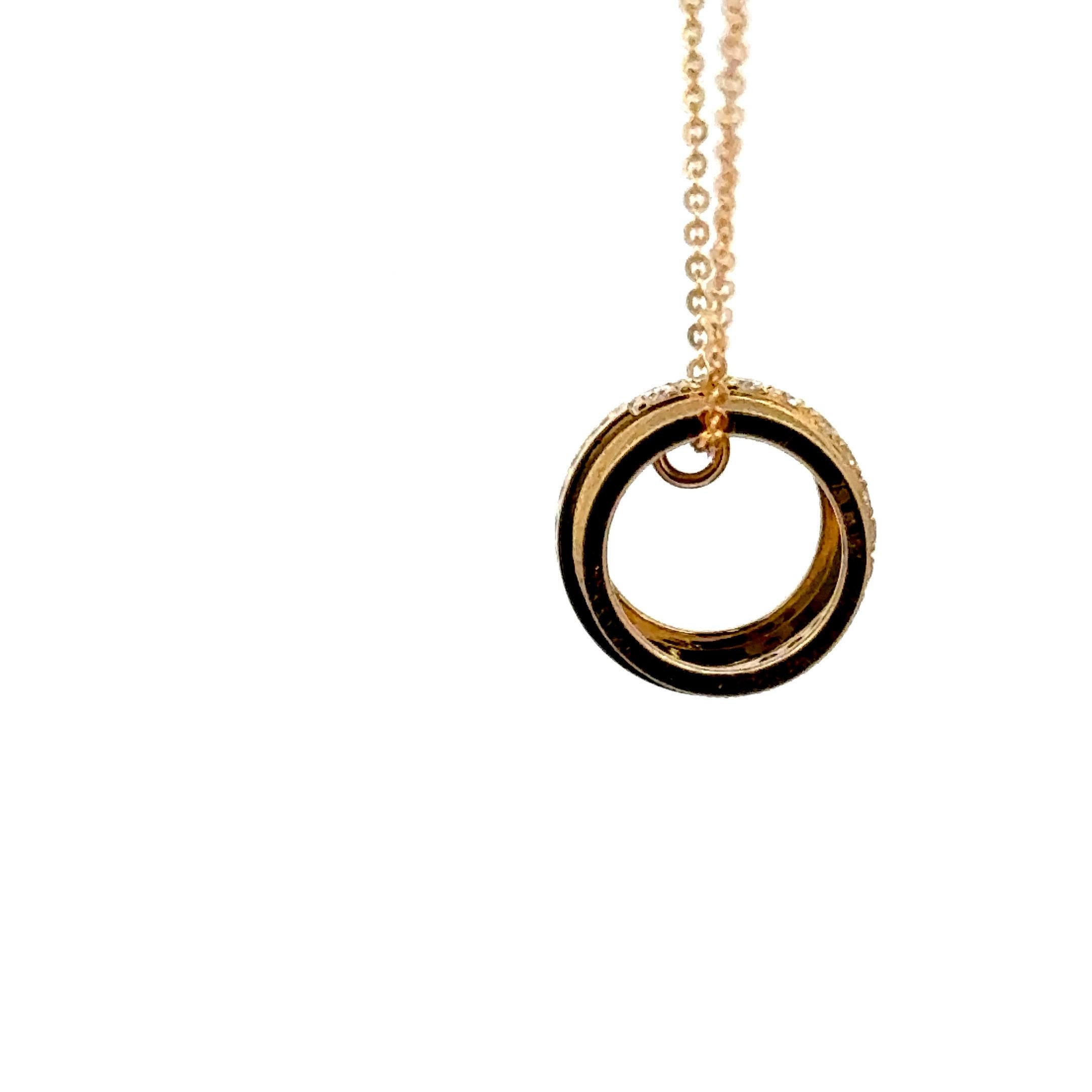 Taglio rotondo Collana moderna con diamante a barilotto 0,10 carati in oro giallo 18KT 2,1 grammi in vendita