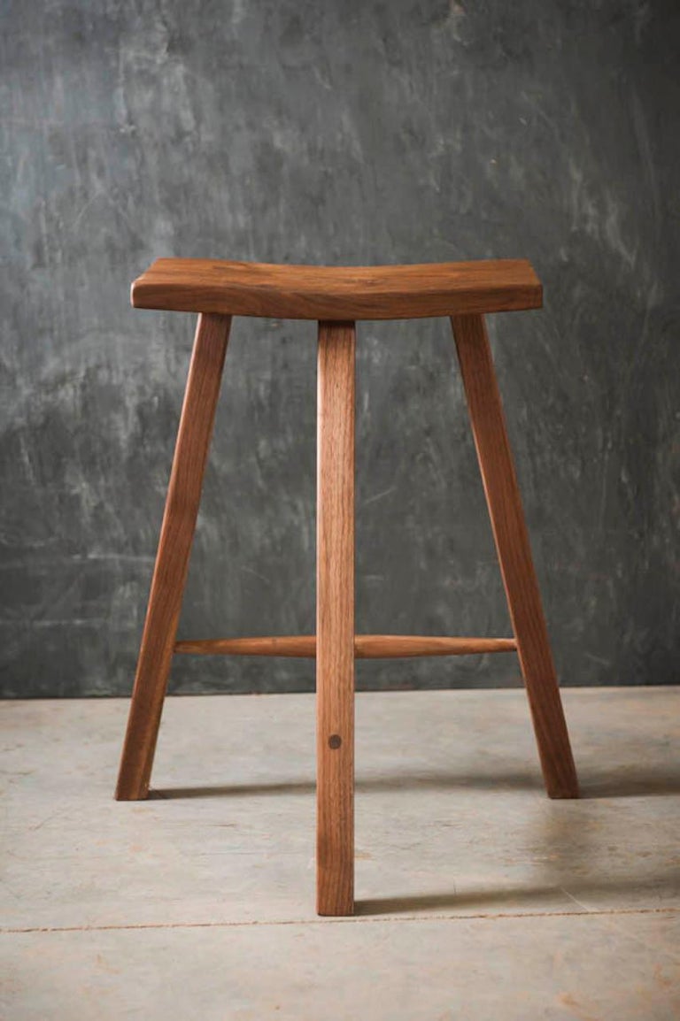 Three Legged Wooden Stool in Walnut by Hopes at 1stDibs