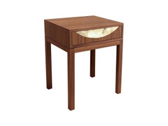 Modern Basilica 1-Drawer Nightstand in Walnut and Eglomise by Ercole Home