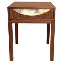Modern Basilica 1-Drawer Nightstand in Walnut and Eglomise by Ercole Home
