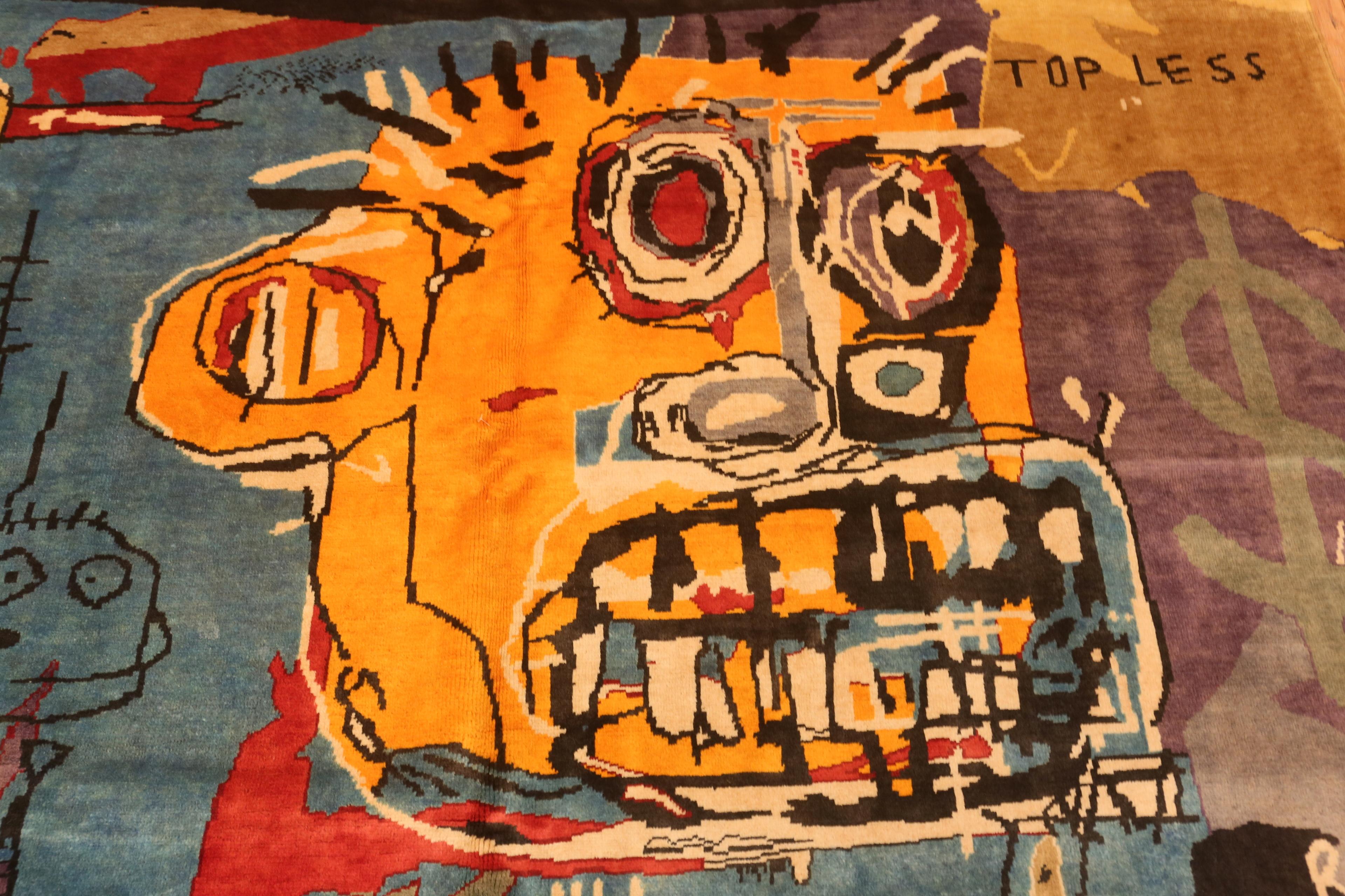 Wool Nazmiyal Collection Modern Basquiat Inspired Art Area Rug. 6 ft 9 in x 9 ft 9 in