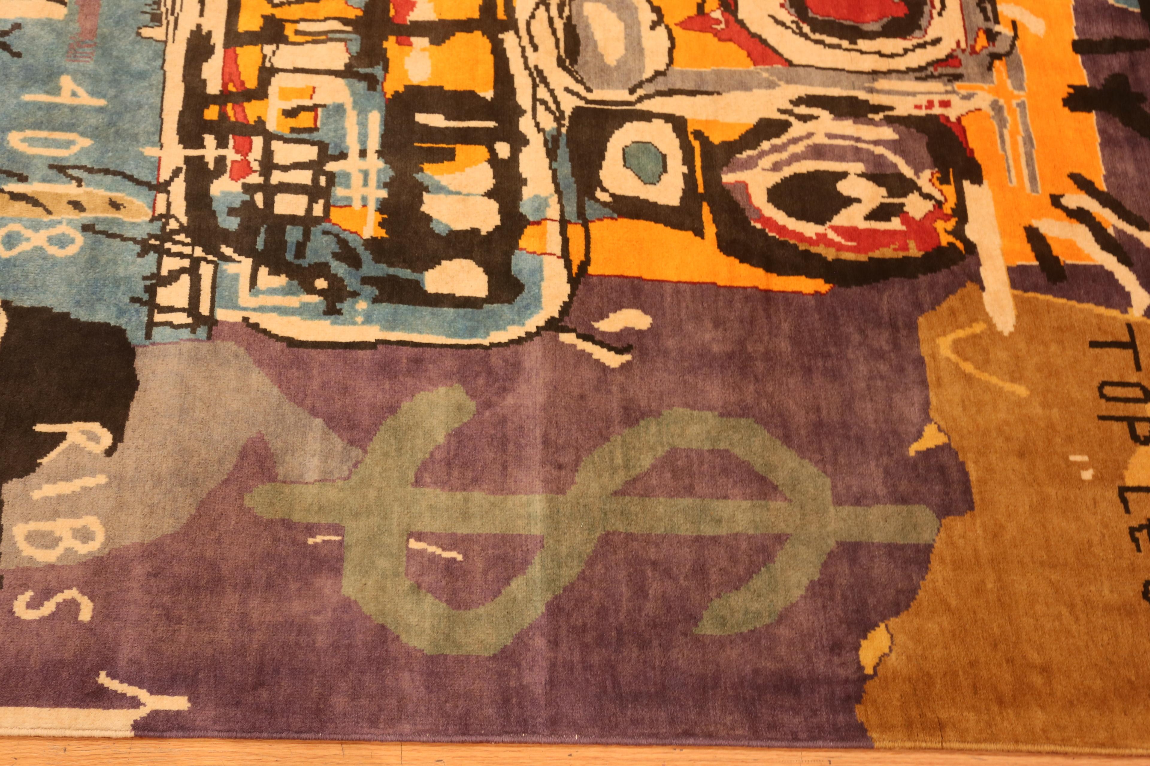 Nazmiyal Collection Modern Basquiat Inspired Art Area Rug. 6 ft 9 in x 9 ft 9 in In New Condition In New York, NY