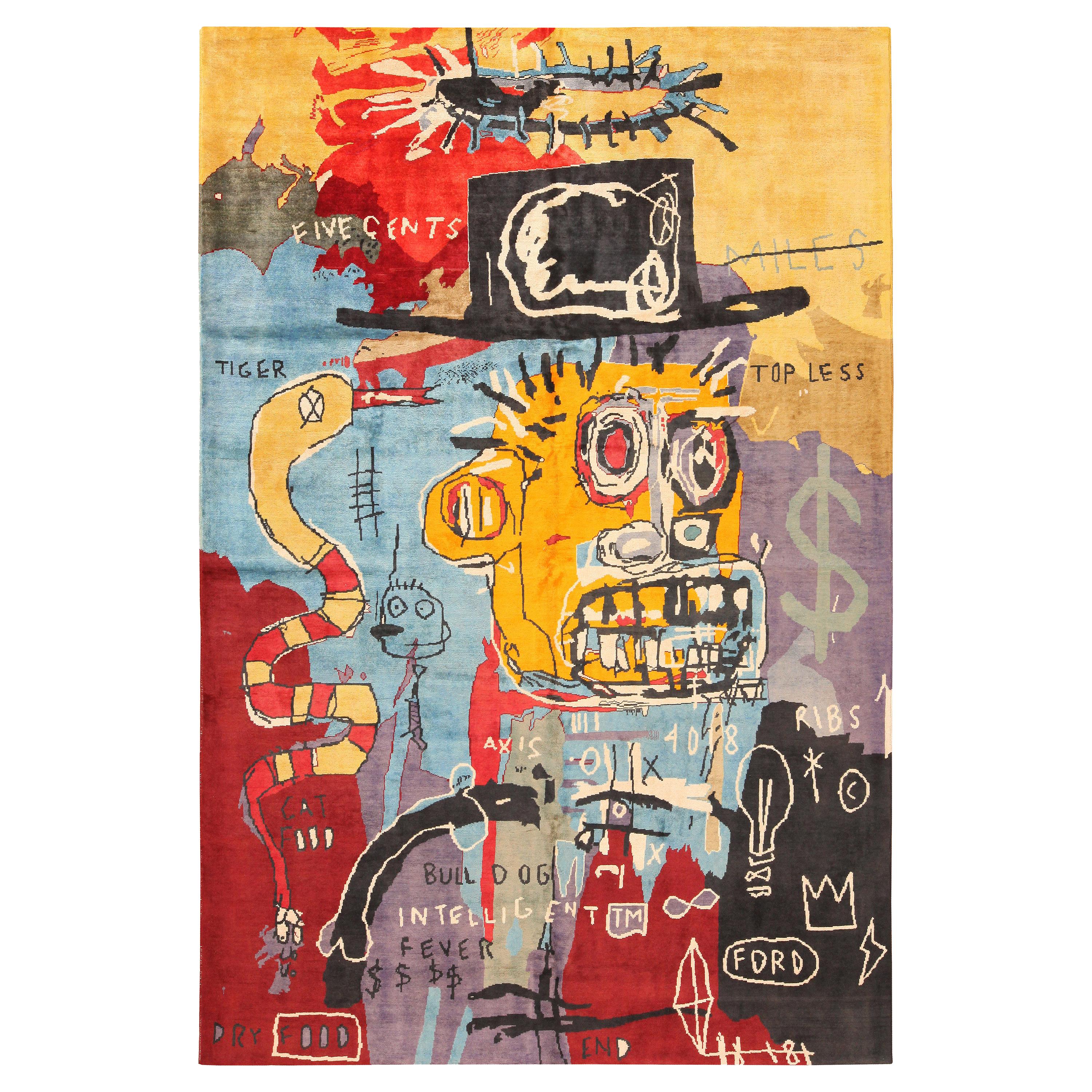 Nazmiyal Collection Modern Basquiat Inspired Art Area Rug. 6 ft 9 in x 9 ft 9 in
