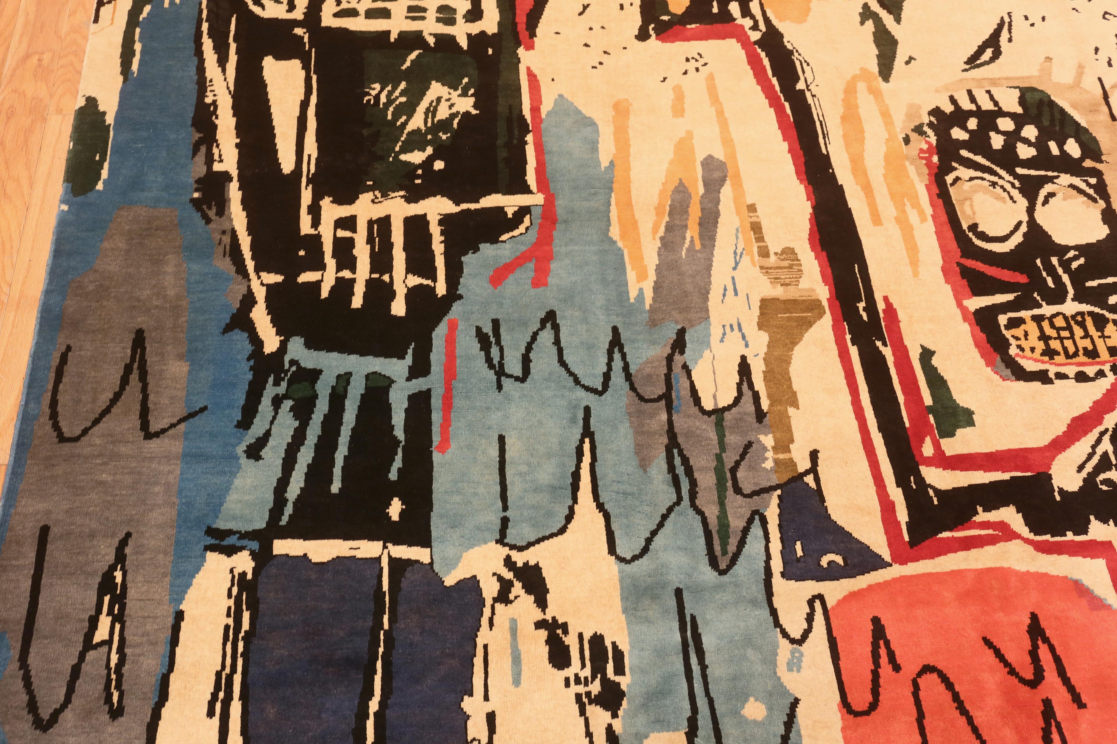 Afghan Modern Basquiat Inspired Art Rug. 8 ft 4 in x 10 ft