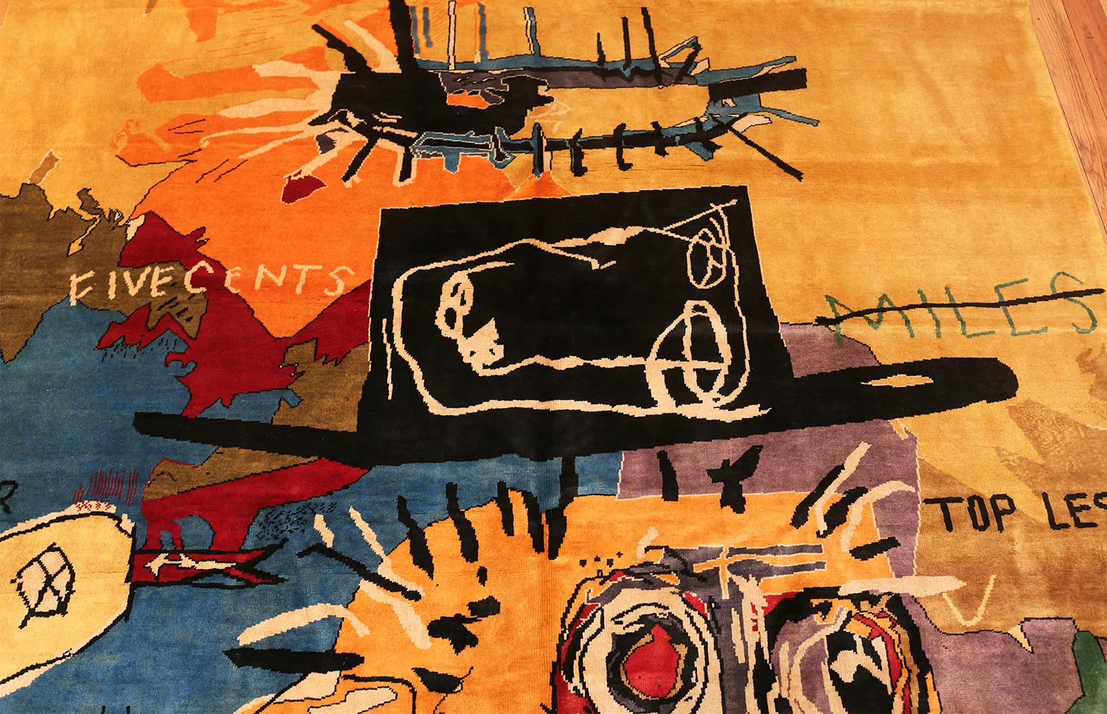 Colorful modern Jean-Michel Basquiat inspired art rug, country of origin: Afghanistan, date circa modern - Size: 6 ft. 9 in x 9 ft. 9 in (2.06 m x 2.97 m).