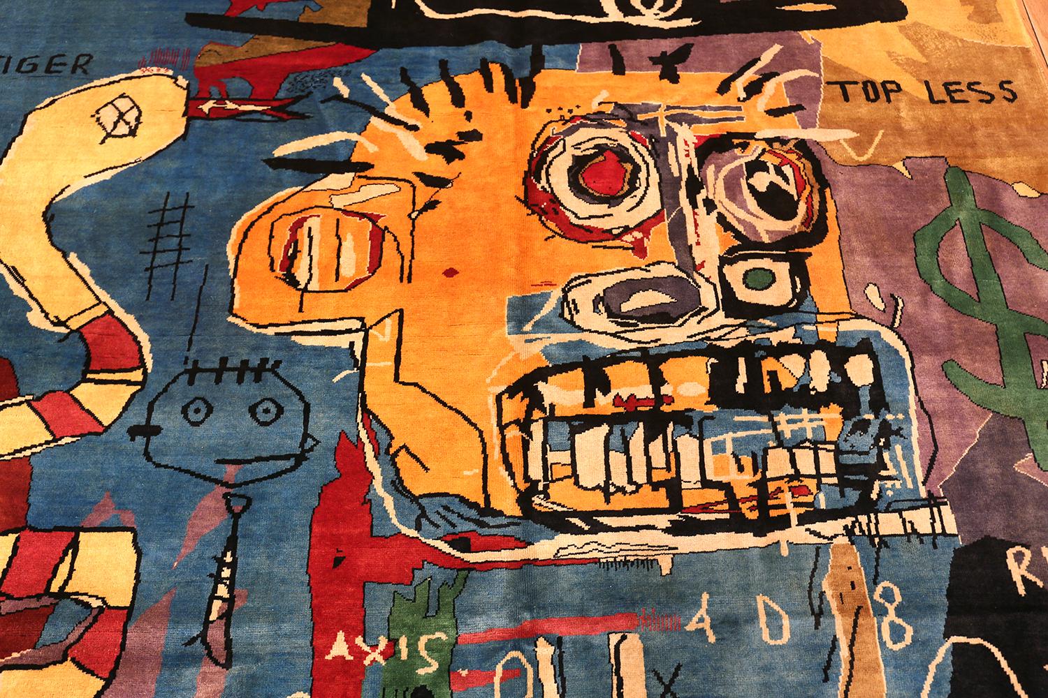 Afghan Modern Basquiat Inspired Art Rug. Size: 6 ft. 9 in x 9 ft. 9 in