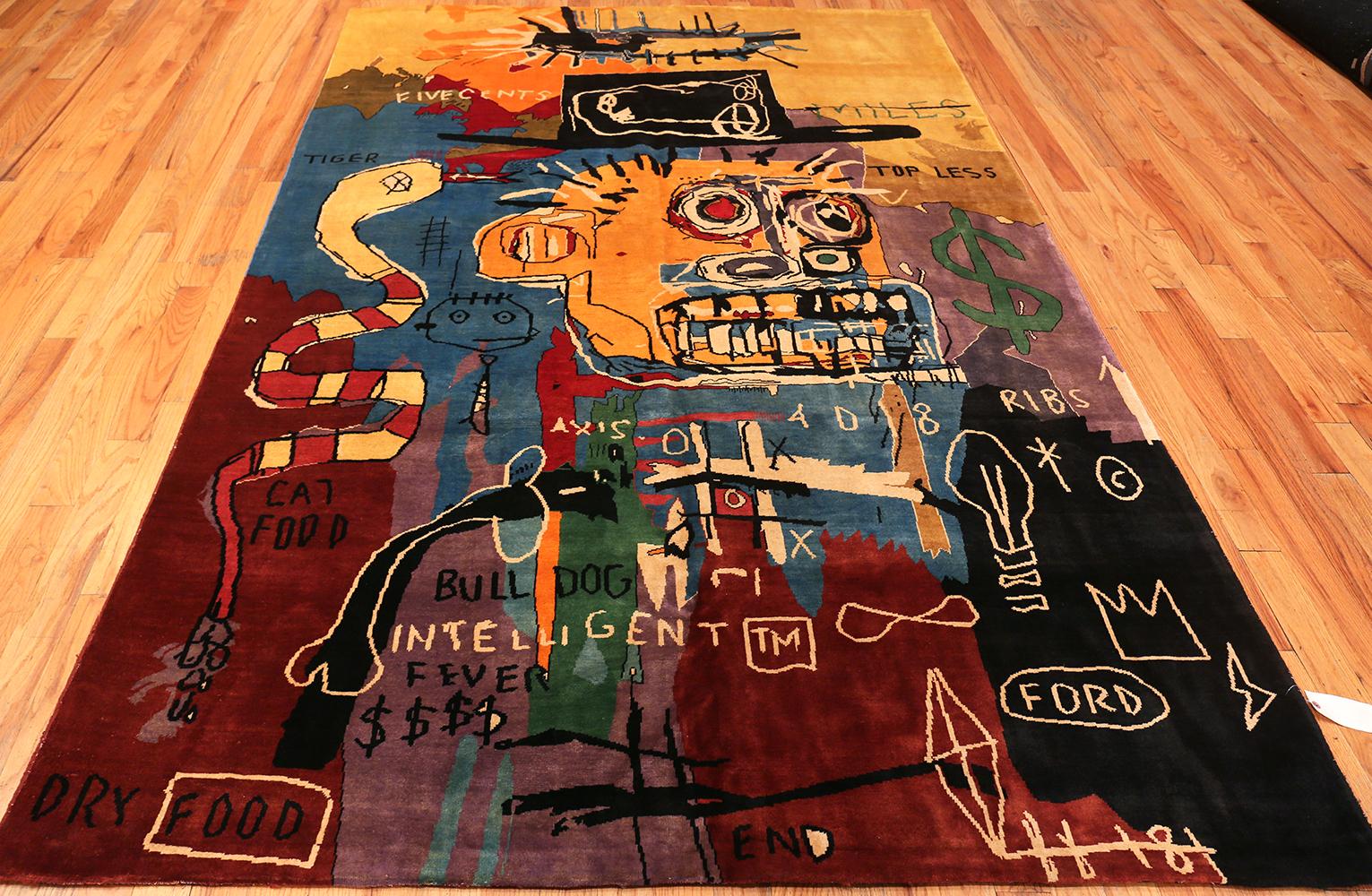 Contemporary Modern Basquiat Inspired Art Rug. Size: 6 ft. 9 in x 9 ft. 9 in