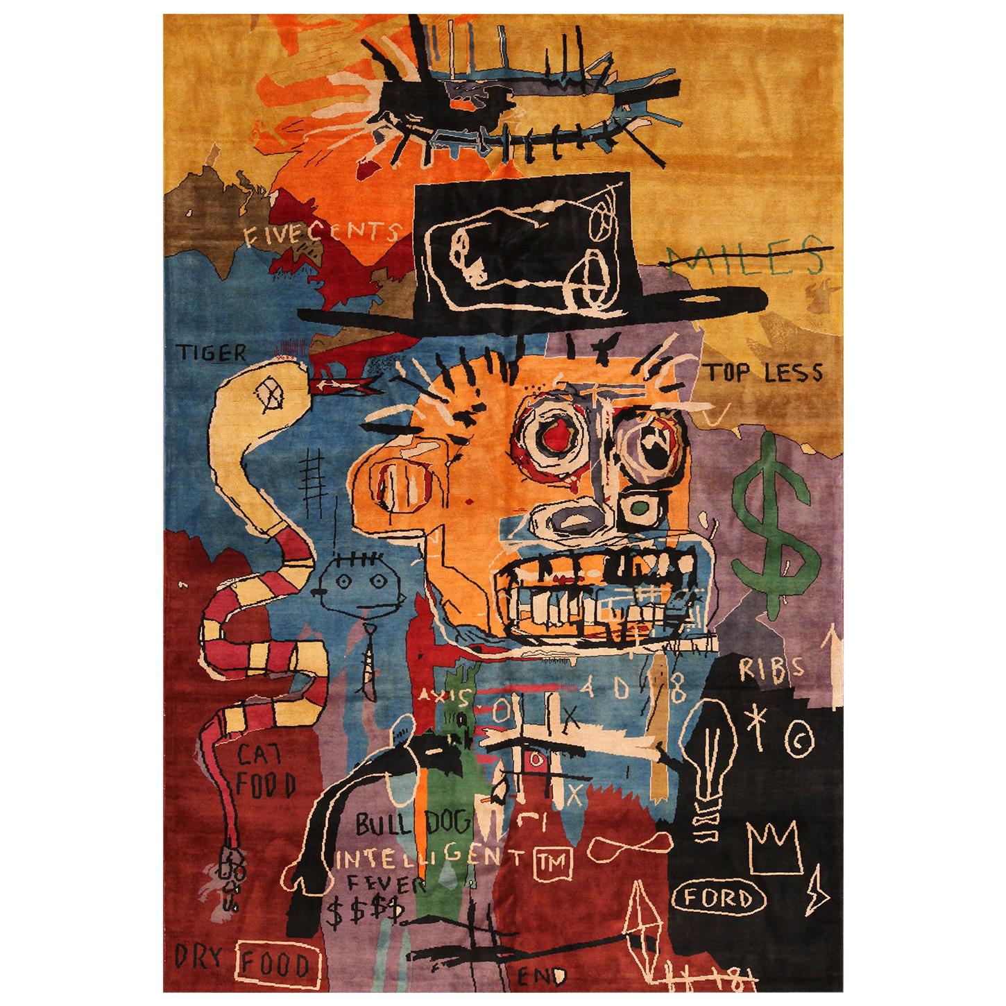 Modern Basquiat Inspired Art Rug. Size: 6 ft. 9 in x 9 ft. 9 in