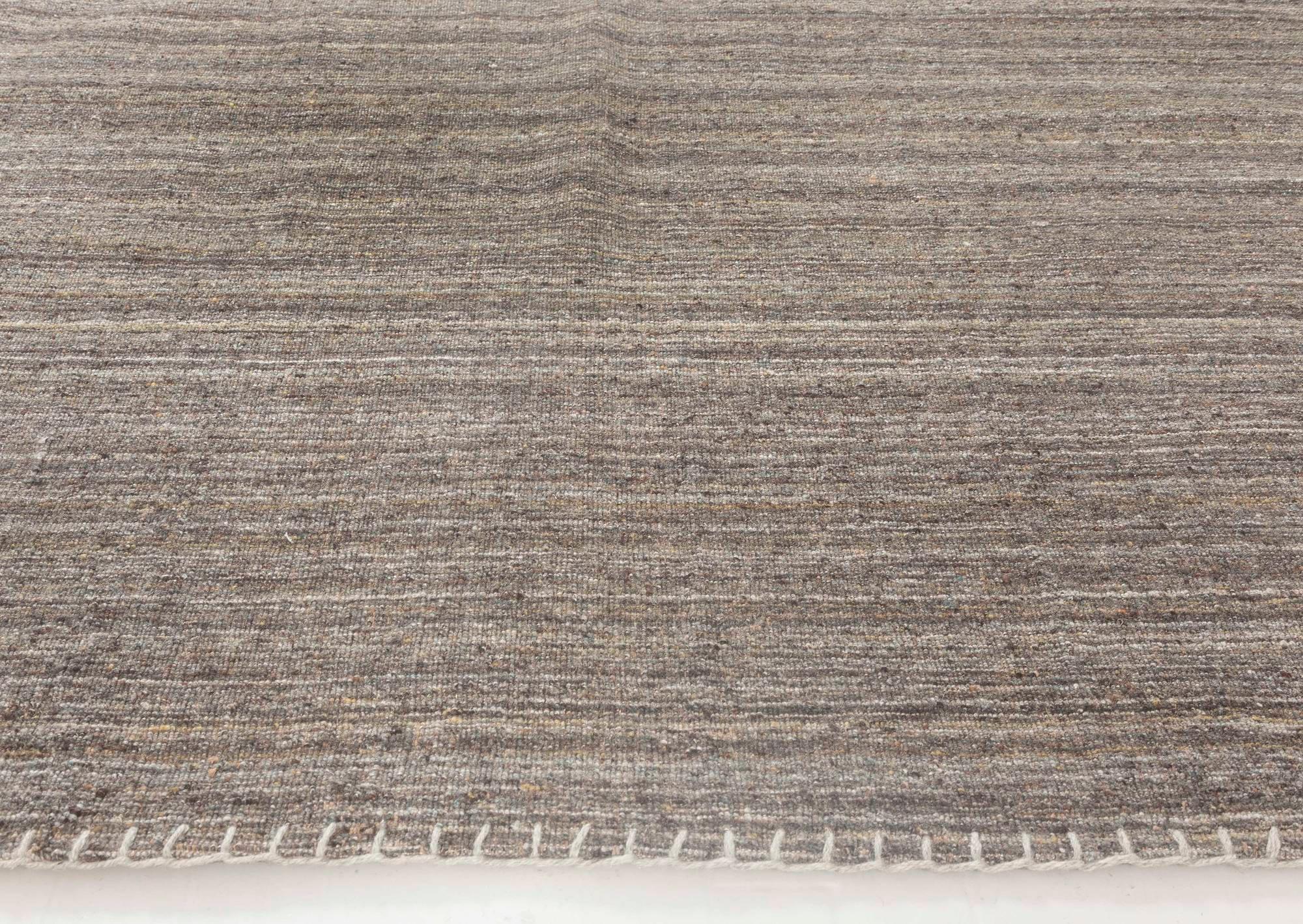 Hand-Knotted Modern Bauer Collection Pattern-Less Rug in Grey and Brown by Doris Leslie Blau For Sale