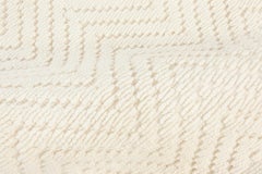 Modern Bauer Collection White Herringbone Design Wool Rug by Doris Leslie Blau
