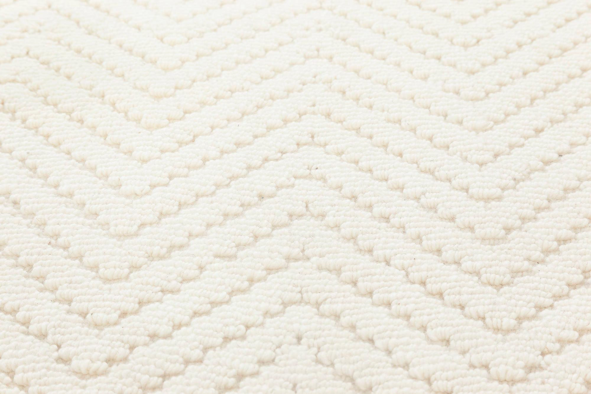 Indian Modern Bauer Collection White Herringbone Design Wool Rug by Doris Leslie Blau For Sale