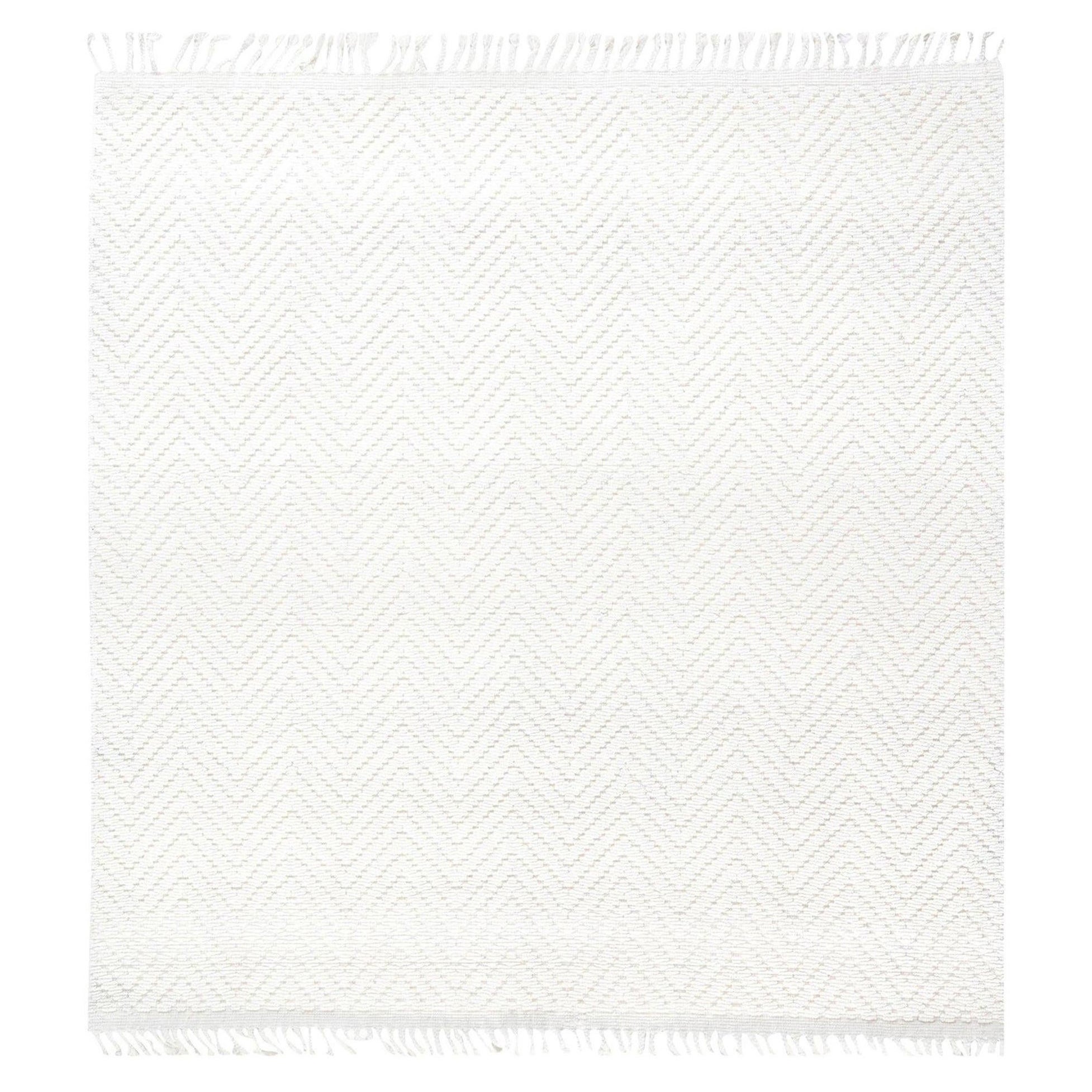 Modern Bauer Collection White Herringbone Design Wool Rug by Doris Leslie Blau For Sale